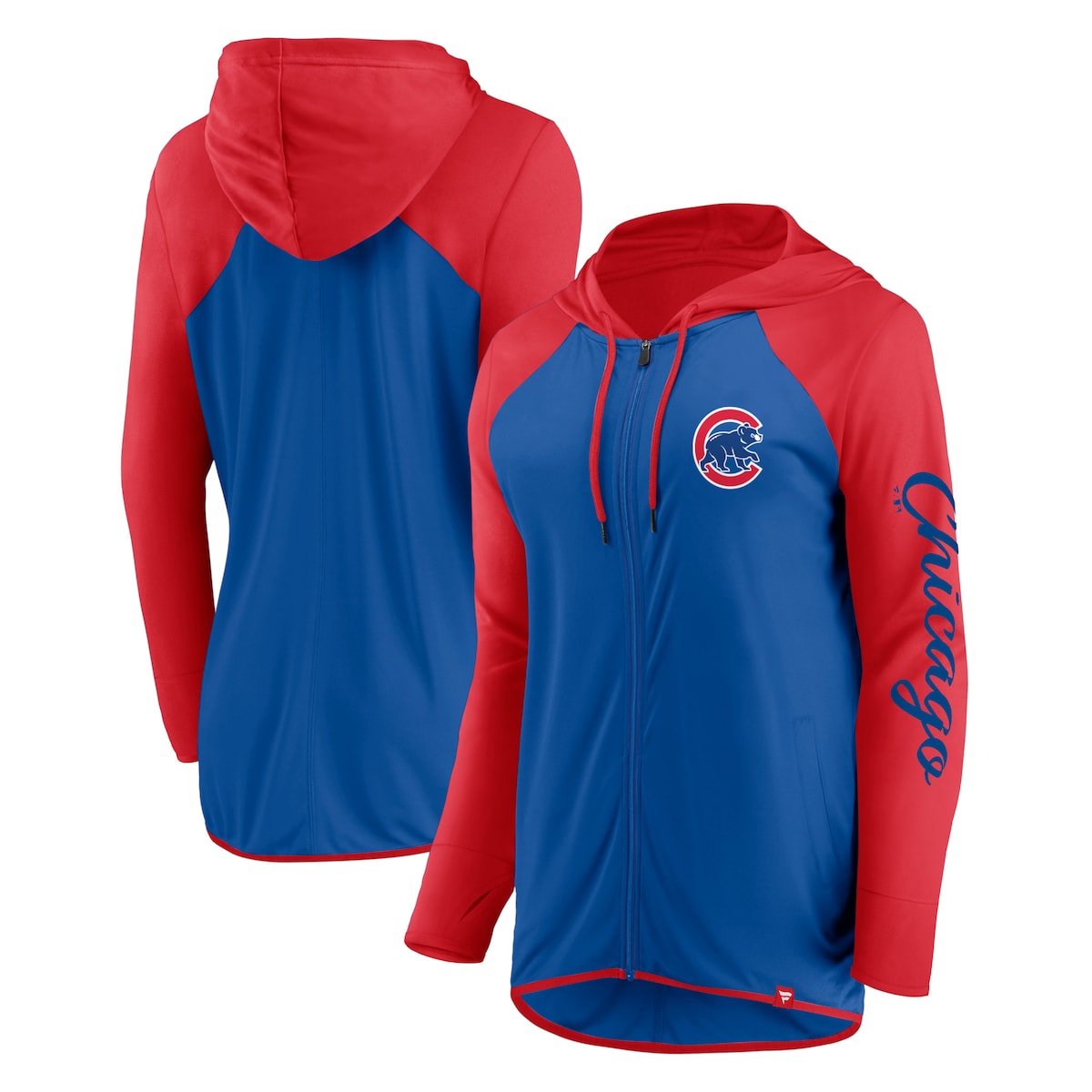 【公式グッズ】MLB カブス ジャケット Fanatics/ファナティクス レディース ロイヤル (Womens Fall24 LC Sleeve Script FZ Hood)
