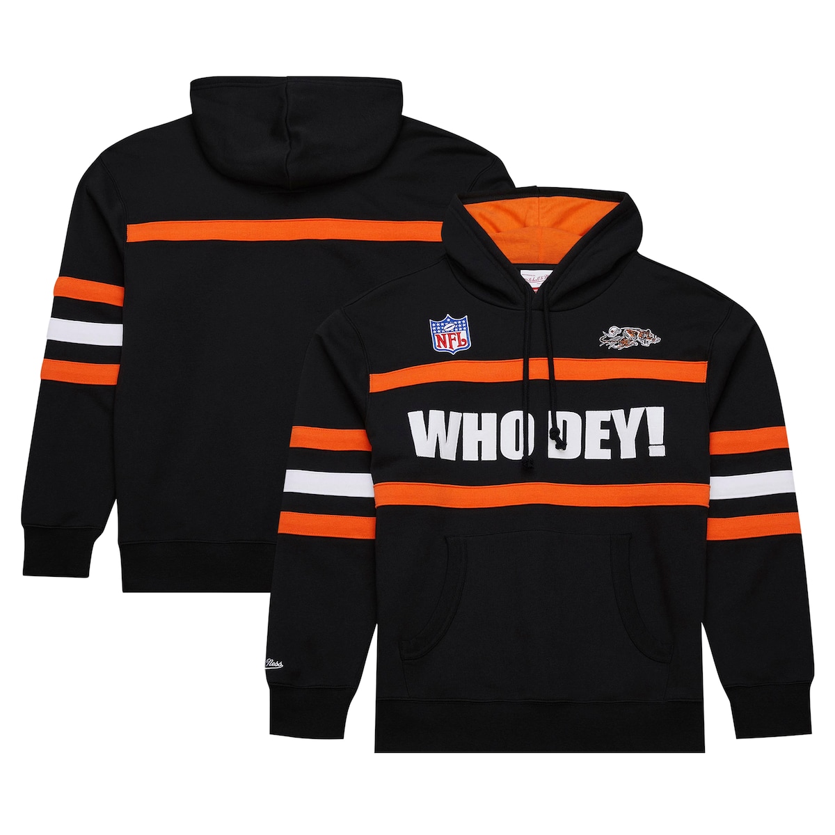 【公式グッズ】NFL ベンガルズ プルオーバー パーカー Mitchell & Ness/ミッチェル＆ネス メンズ ブラック (NFL HEAD COACH HOODIE VINTAGE LOGO)