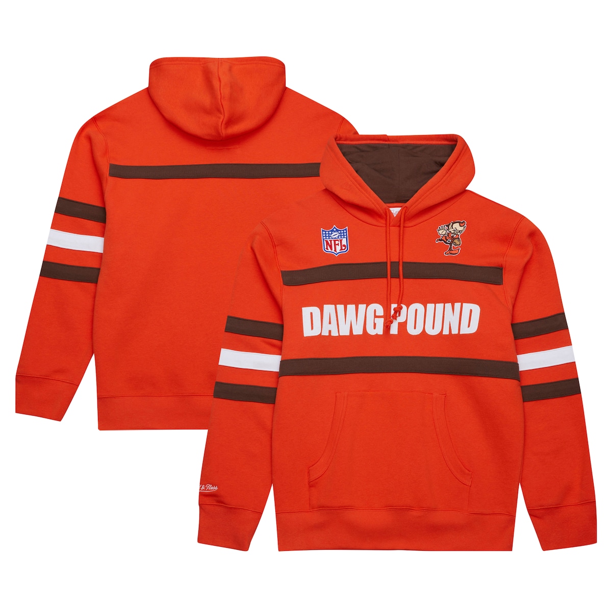 【公式グッズ】NFL ブラウンズ プルオーバー パーカー Mitchell & Ness/ミッチェル＆ネス メンズ オレンジ (NFL HEAD COACH HOODIE VINTAGE LOGO)