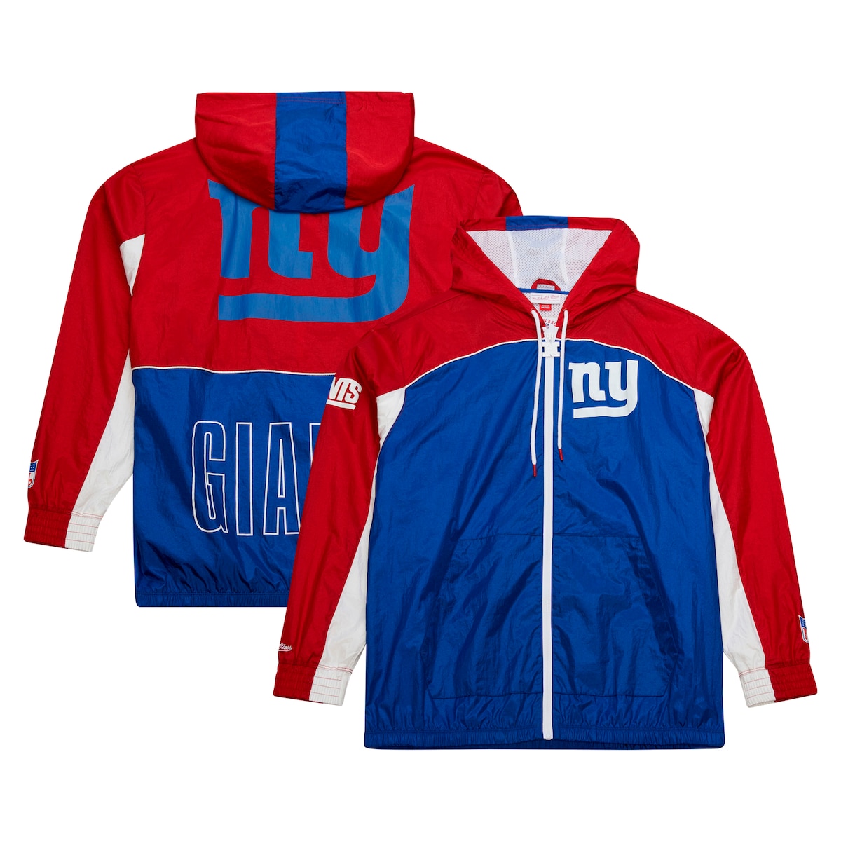 【公式グッズ】NFL ジャイアンツ ジャケット Mitchell & Ness/ミッチェル＆ネス メンズ ホワイト (NFL BIG SHOT PREMIUM WINBREAKER VINTAGE LOGO)