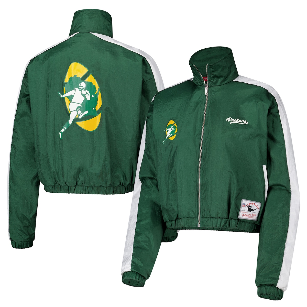 【公式グッズ】NFL パッカーズ ジャケット Mitchell & Ness/ミッチェル＆ネス レディース グリーン (NFL WOMEN'S NYLON JACKET)