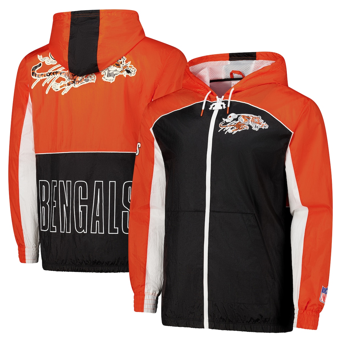 【公式グッズ】NFL ベンガルズ ジャケット Mitchell & Ness/ミッチェル＆ネス メンズ ブラック (NFL BIG SHOT PREMIUM WINBREAKER VINTAGE LOGO)