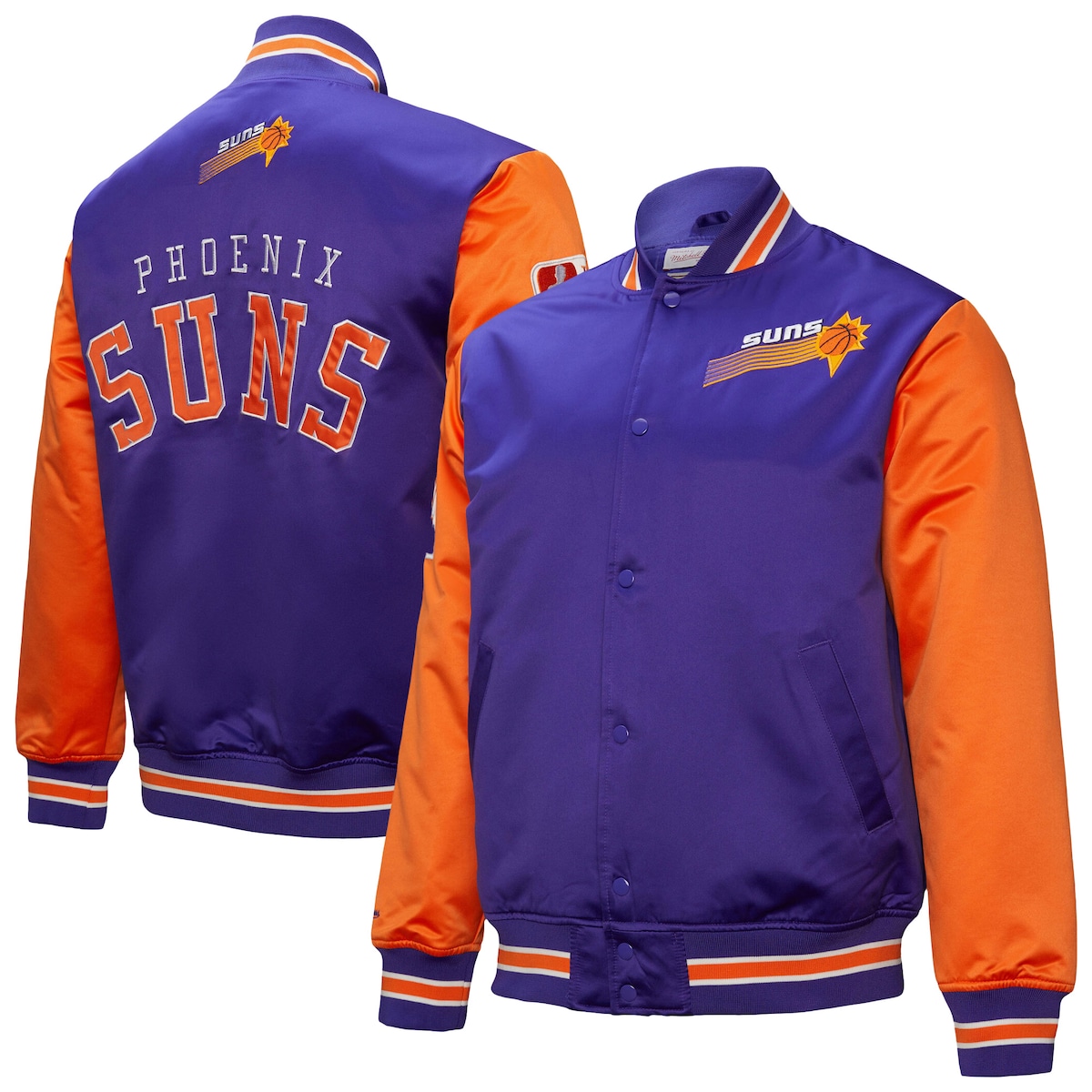 【公式グッズ】NBA サンズ ジャケット Mitchell & Ness/ミッチェル＆ネス メンズ パープル (NBA FA24 Men's MNC HWC Primetime Heavyweight Satin Jacket)