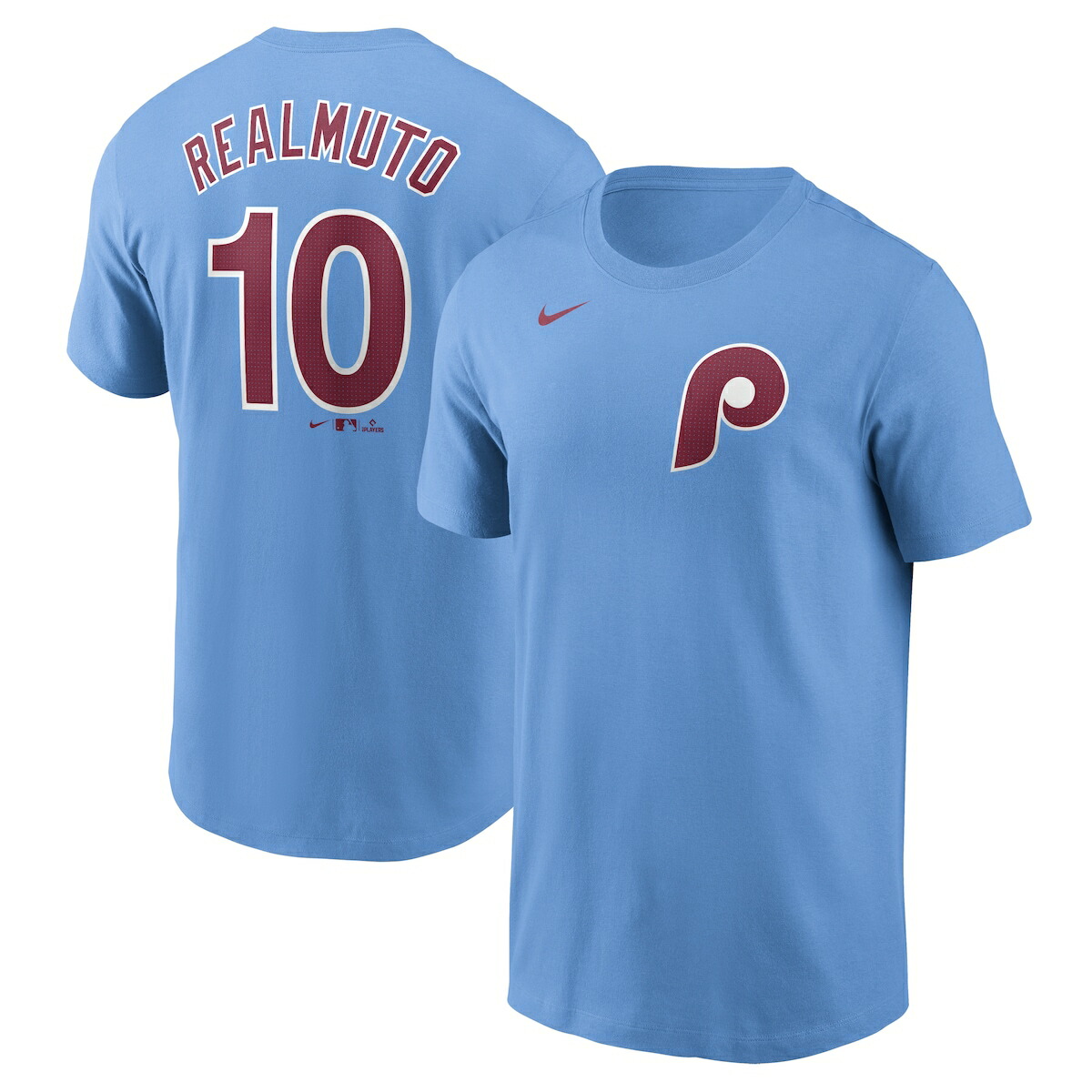 【公式グッズ】MLB フィリーズ J.T.レルムート ネーム&ナンバー Tシャツ Nike/ナイキ メンズ ライトブルー (2025 Men's Nike Fuse N&N Tee)｜Fanatics公式ストア 店