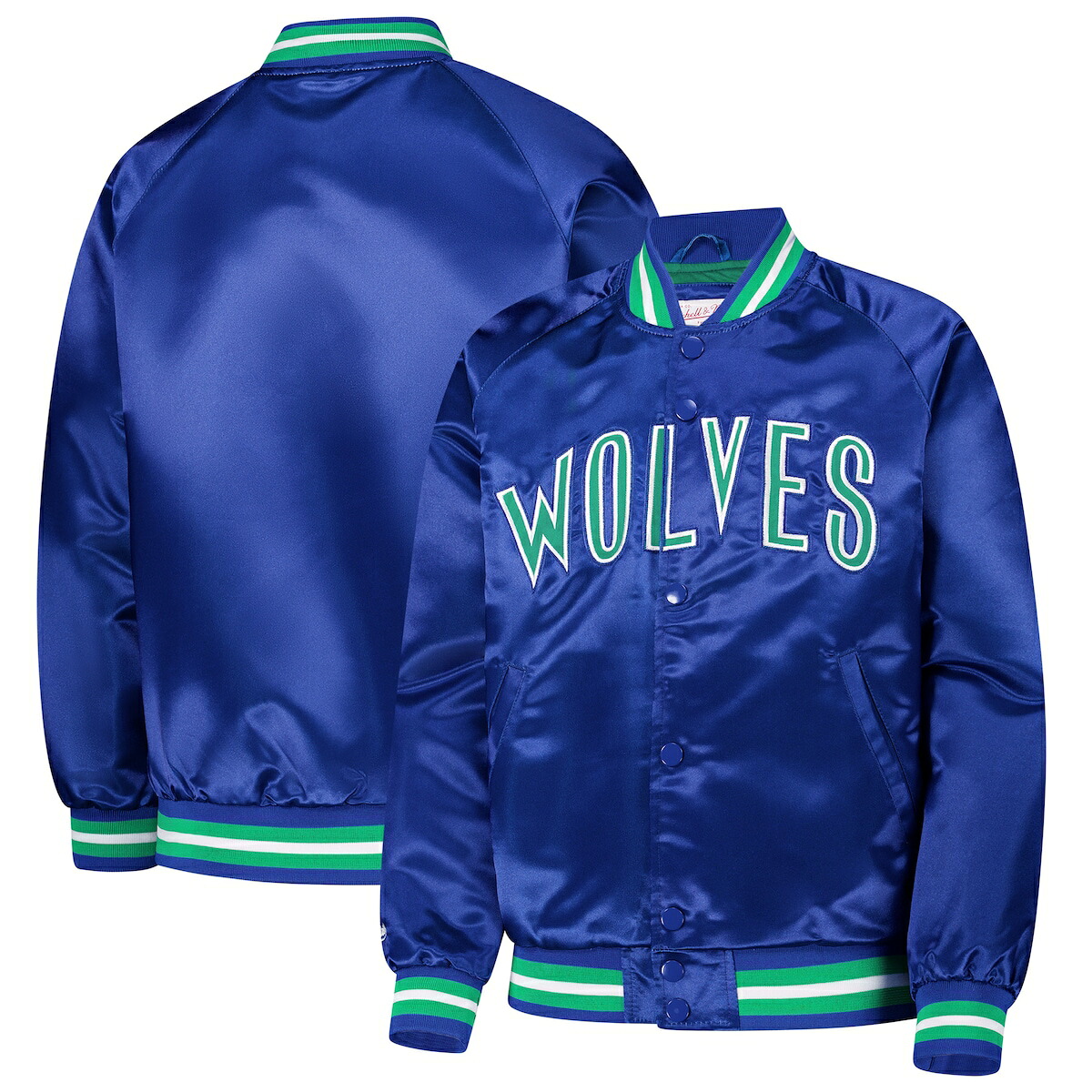 【公式グッズ】NBA ティンバーウルブズ ジャケット Mitchell & Ness/ミッチェル＆ネス キッズサイズ ブルー (Youth OST HWC Lightweight Satin Jacket)