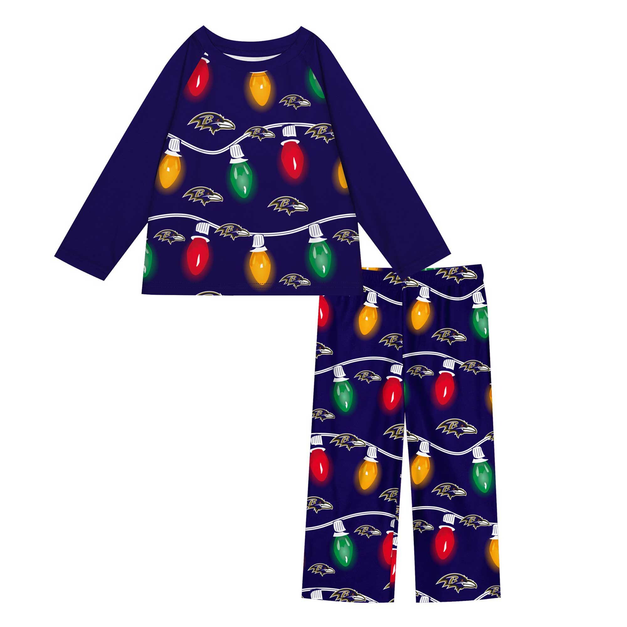 【公式グッズ】NFL レイブンズ パジャマ Outerstuff トドラー・幼児サイズ (24 Juvenile Garland Holiday PJ Set)|Fanatics公式ストア 店