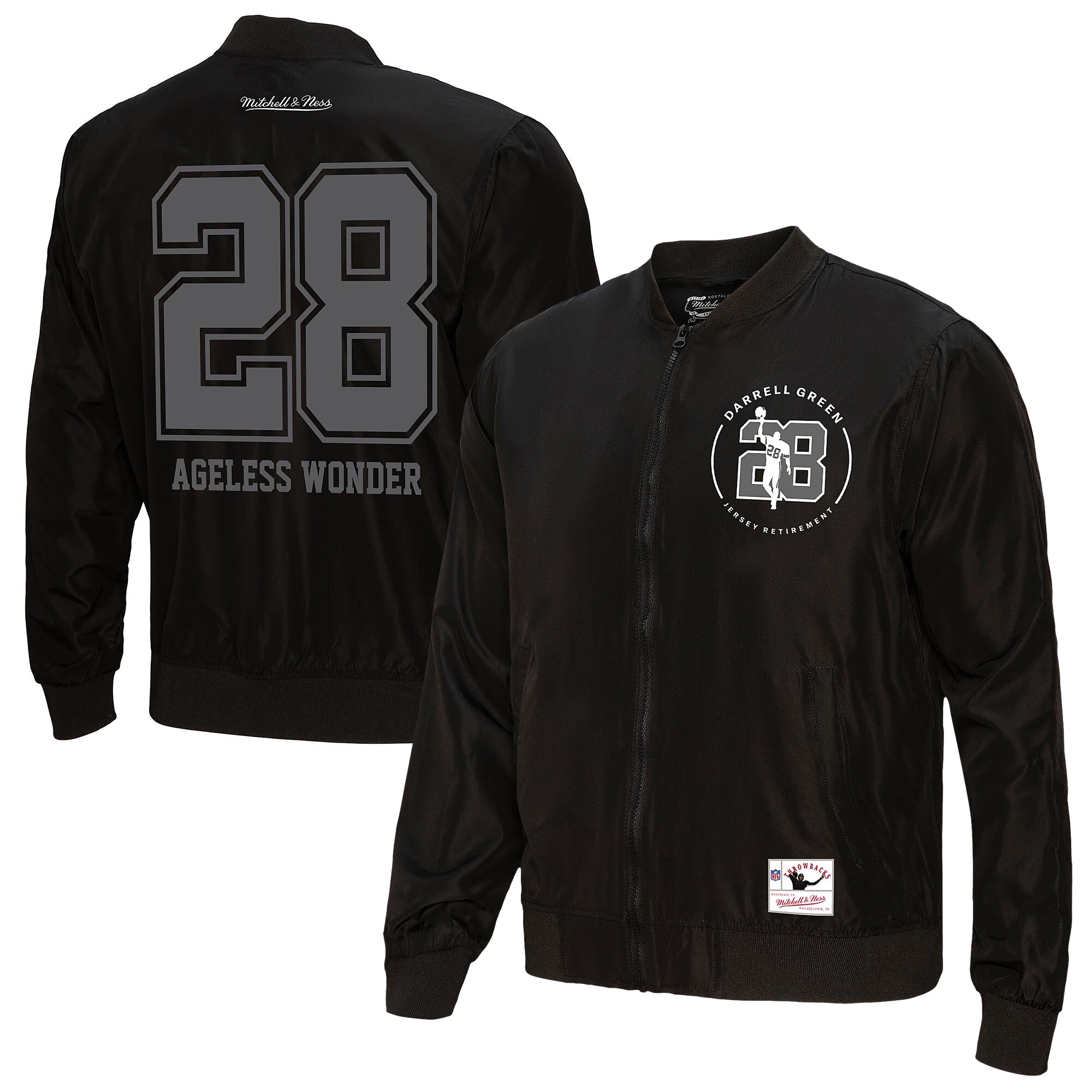 【公式グッズ】NFL コマンダーズ ダレル・グリーン ジャケット Mitchell & Ness/ミッチェル＆ネス メンズ ブラック (Darrell Green Ageless Wonder N&N Zip Up Jacket)