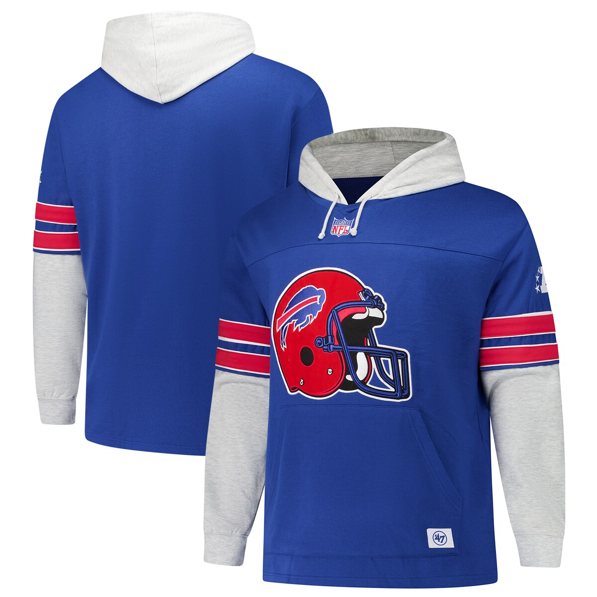 【公式グッズ】NFL ビルズ プルオーバー パーカー （大きいサイズ） '47/フォーティーセブン メンズ ロイヤル (Big and Tall French Terry Lacer POH)｜Fanatics公式ストア 店