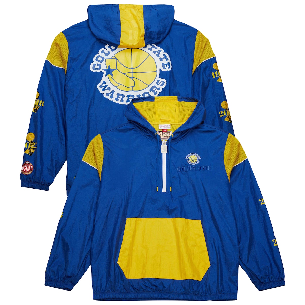 【公式グッズ】NBA ウォリアーズ プルオーバー Mitchell & Ness/ミッチェル&ネス ロイヤル (NBA FA24 Unisex MNC HWC Team OG 3.0 Anorak 1/2 Zip Pullover Jacket)|Fanatics公式ストア 店
