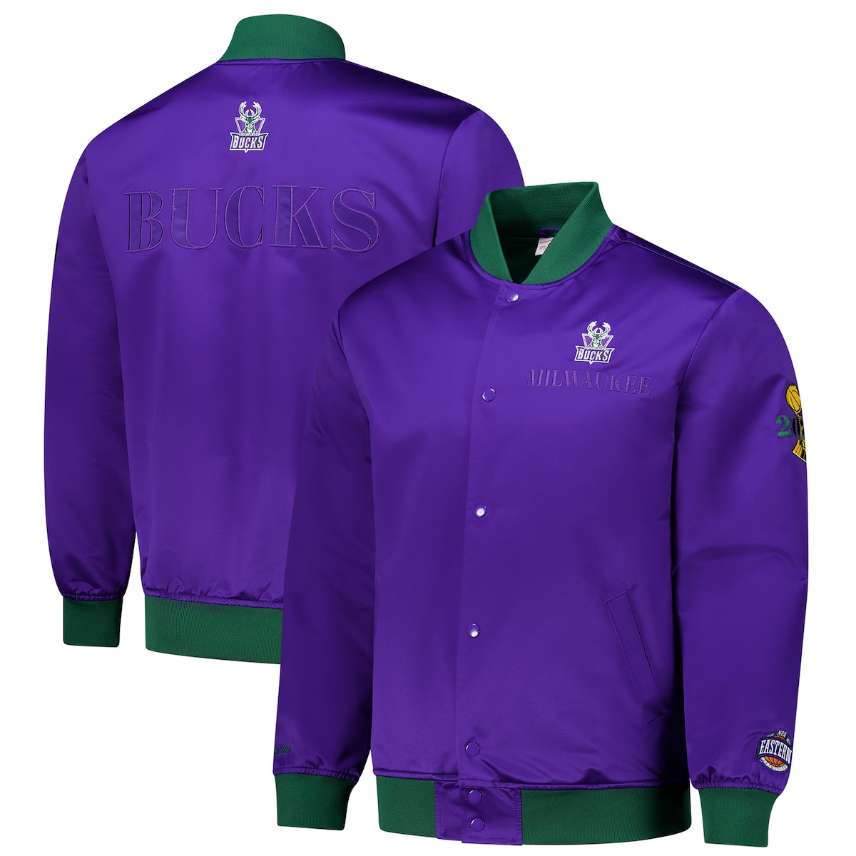 【公式グッズ】NBA バックス ジャケット Mitchell & Ness/ミッチェル＆ネス メンズ パープル (NBA FA24 Unisex MNC HWC Team OG 3.0 Lightweight Satin Jacket)