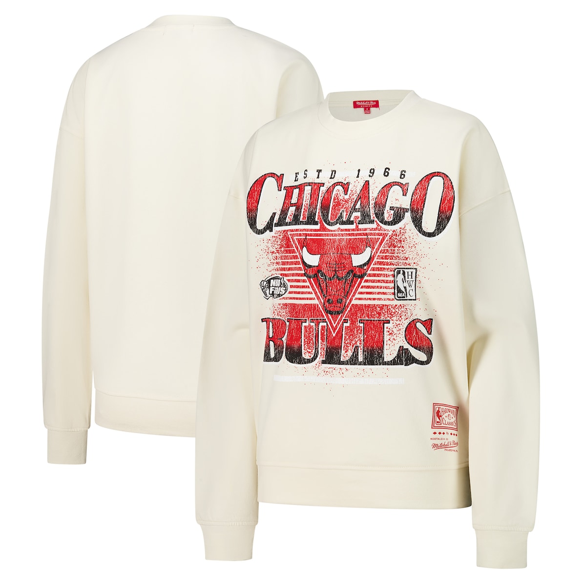 【公式グッズ】NBA ブルズ トレーナー Mitchell & Ness/ミッチェル＆ネス レディース クリーム (NBA Mitchell & Ness Women's Oversprayed Crewneck)