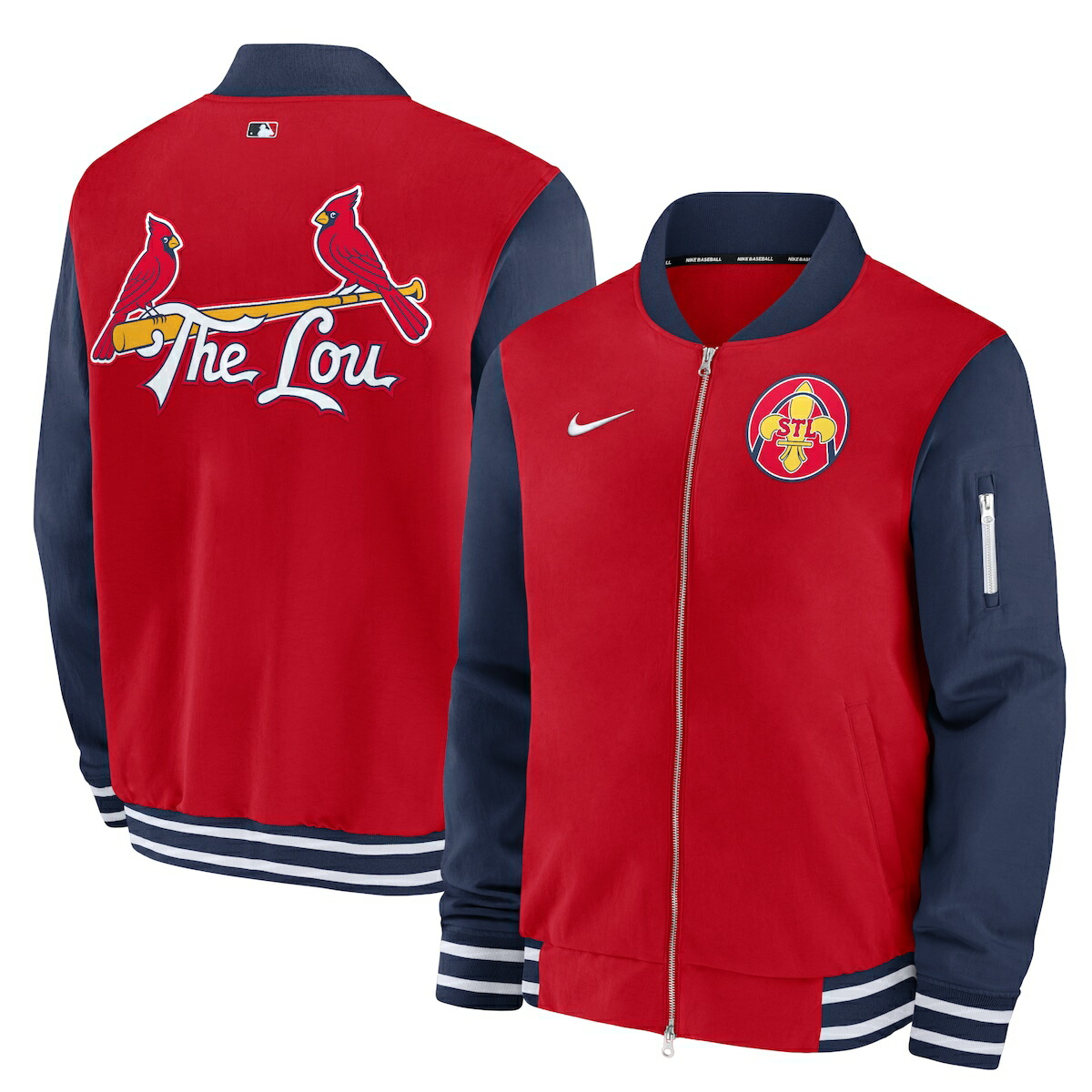 【公式グッズ】MLB カージナルス ジャケット Nike/ナイキ メンズ レッド (Men's Nike City Connect Authentic Collection Game Time Bomber Jacket 24CCAC)