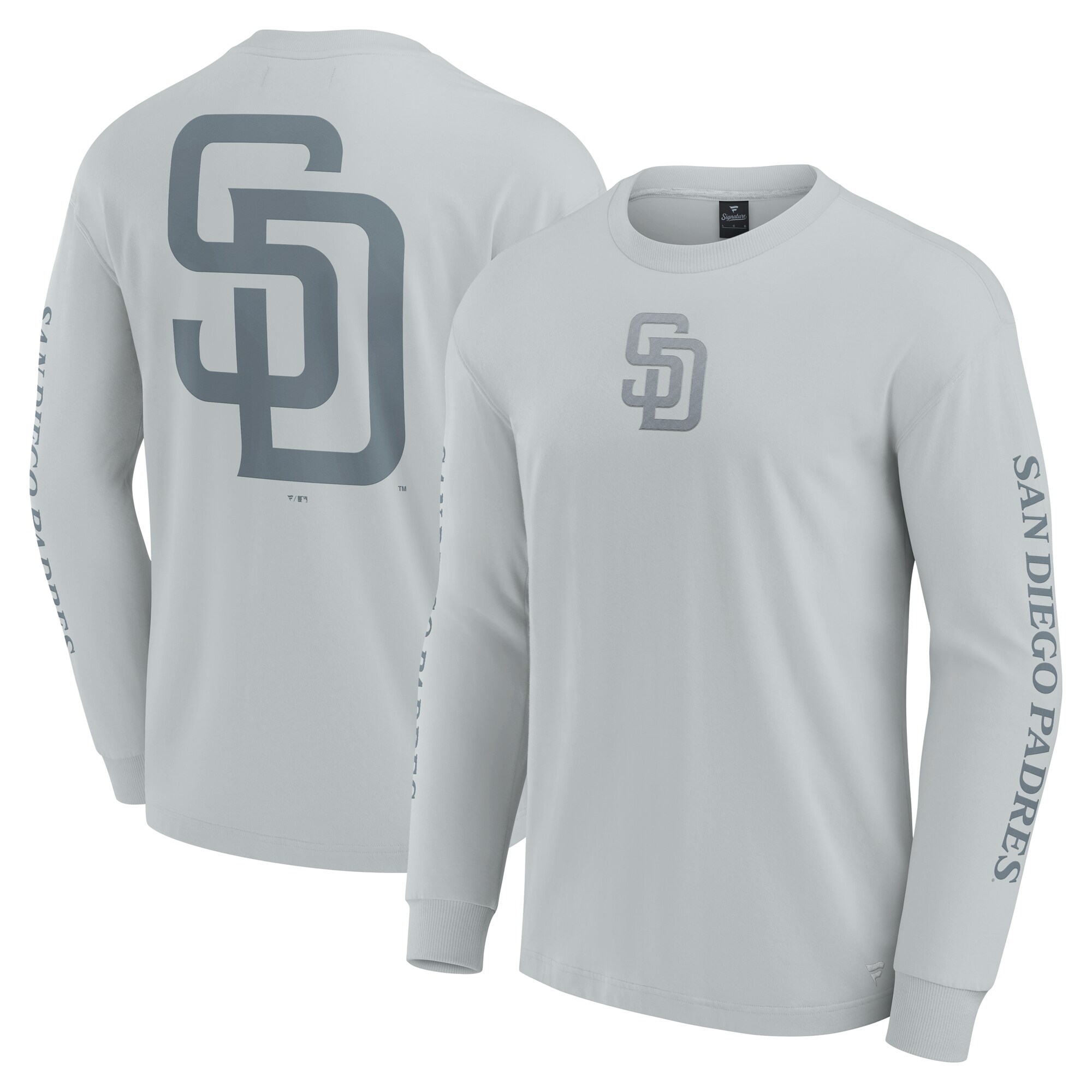 【公式グッズ】MLB パドレス 長袖 Tシャツ Fanatics/ファナティクス メンズ グレイ (Elements Men's Signature LS Tee 02XN)