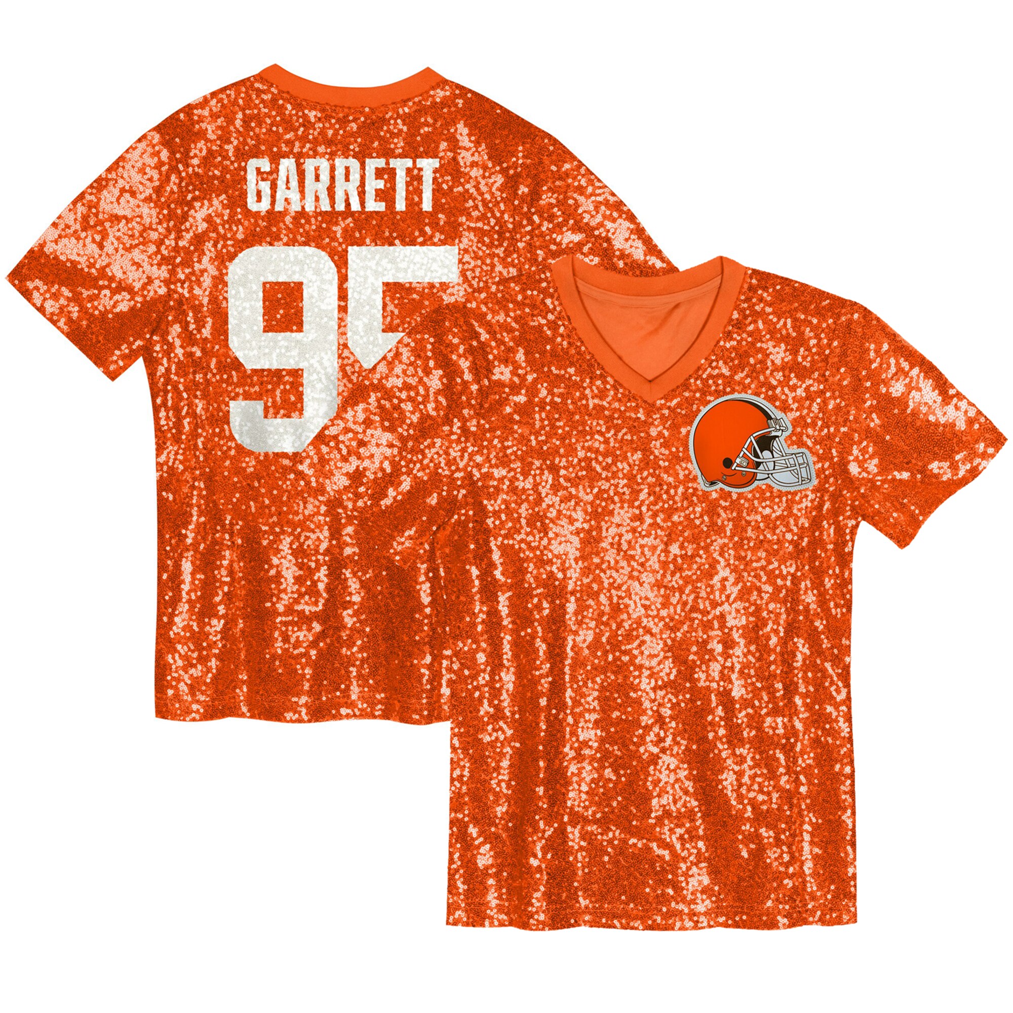 【公式グッズ】NFL ブラウンズ マイルス・ギャレット Vネック ファッションユニフォーム Outerstuff ガールズ オレンジ (Youth Girls Sequin Fashion Jersey)|Fanatics公式ストア 店