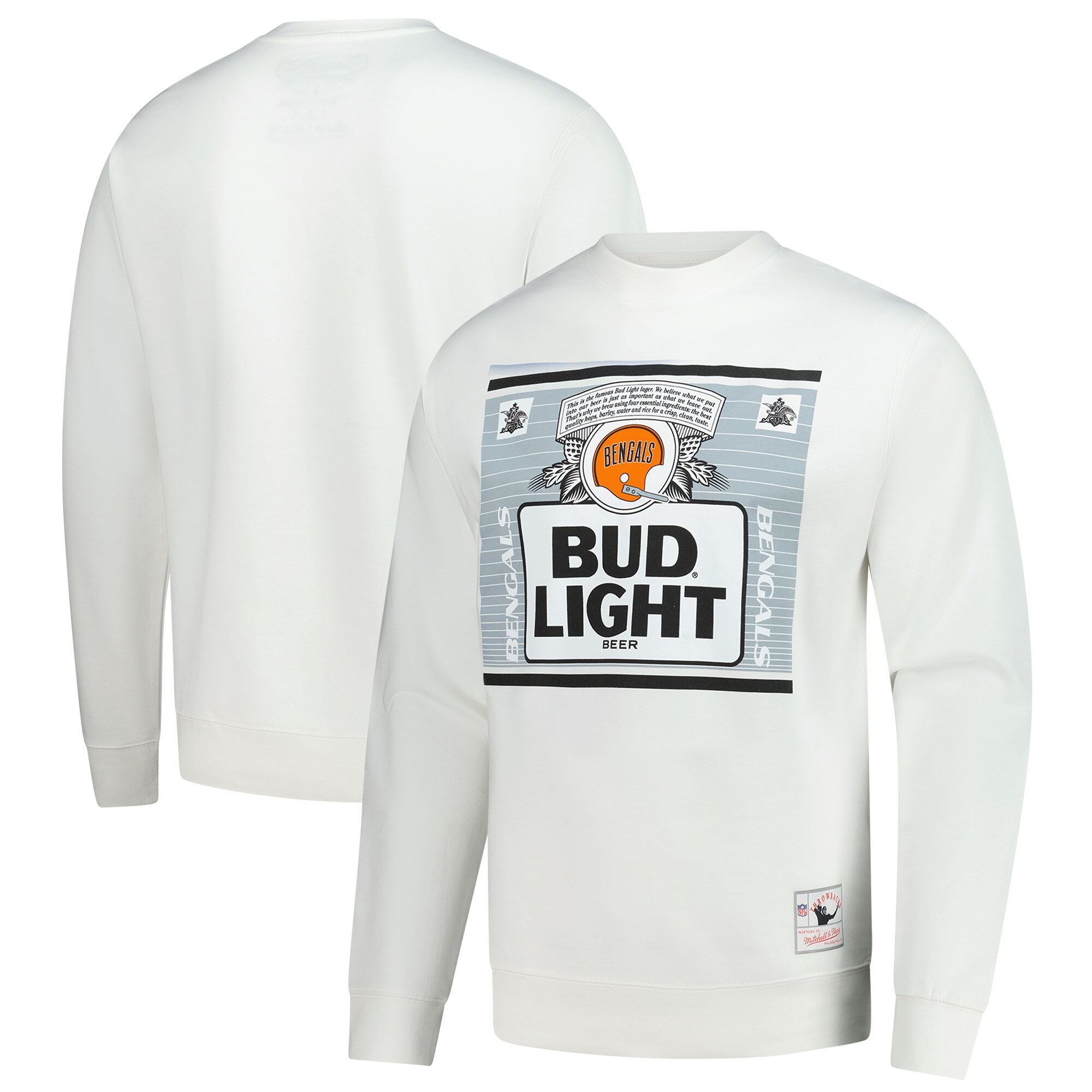 【公式グッズ】NFL ベンガルズ トレーナー Mitchell & Ness/ミッチェル＆ネス メンズ ホワイト (Mitchell and Ness x Bud Light Men's The Crest Crewneck Fleece)