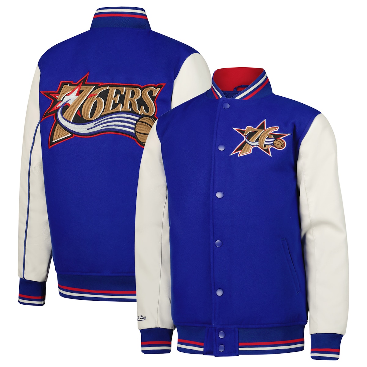 【公式グッズ】NBA 76ers ジャケット Mitchell & Ness/ミッチェル＆ネス キッズサイズ ロイヤル (NBA OST MNC FA24 Youth Varsity Team Jacket)