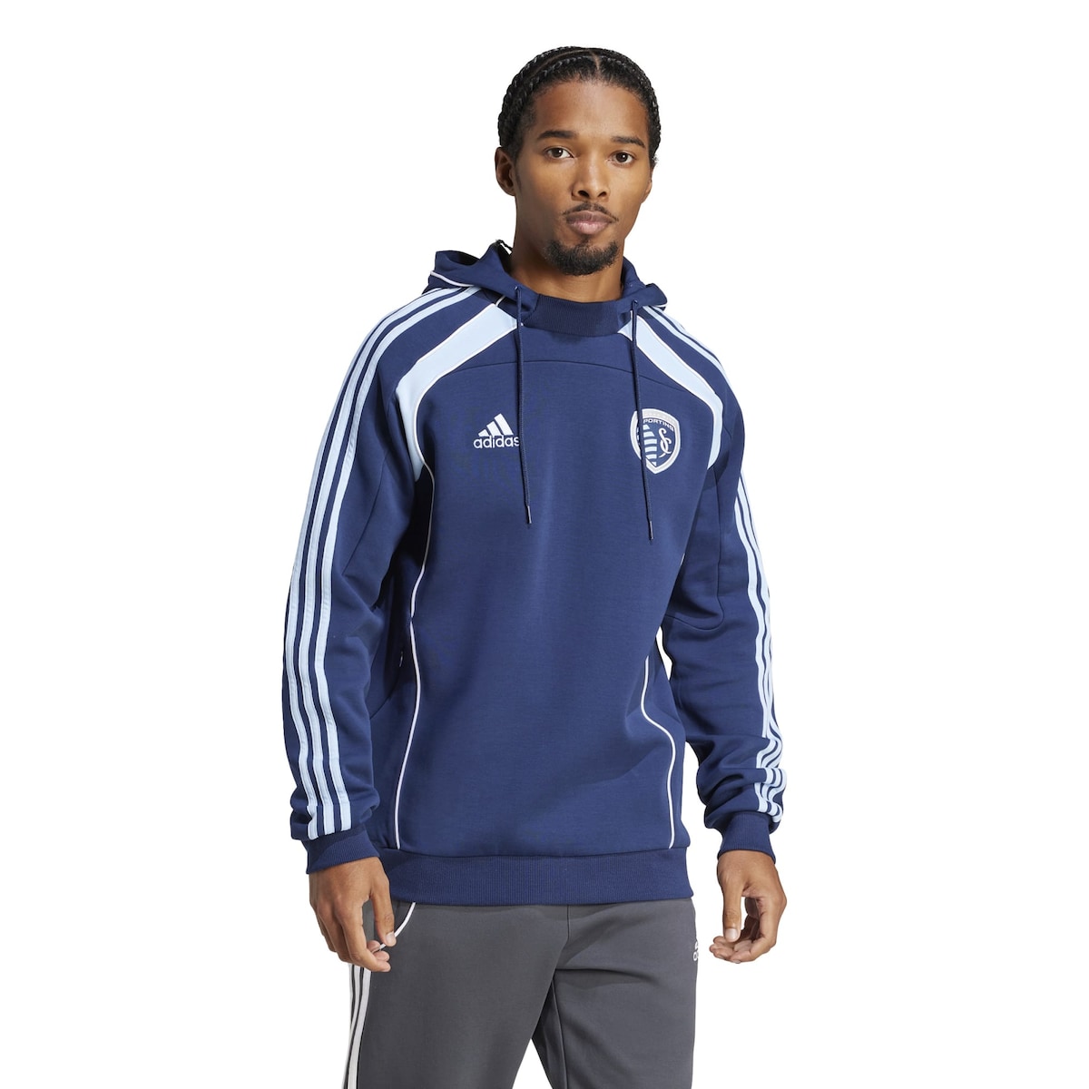 【公式グッズ】MLS カンザスシティ プルオーバー パーカー Adidas/アディダス メンズ ネイビー (ADI Men's 2025 Travel PO Hood)