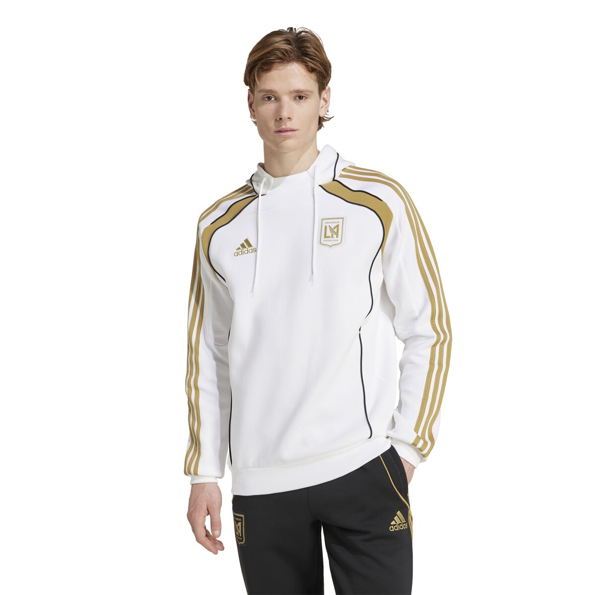 【公式グッズ】MLS LAFC プルオーバー パーカー Adidas/アディダス メンズ ホワイト (ADI Men's 2025 Travel PO Hood)|Fanatics公式ストア 店