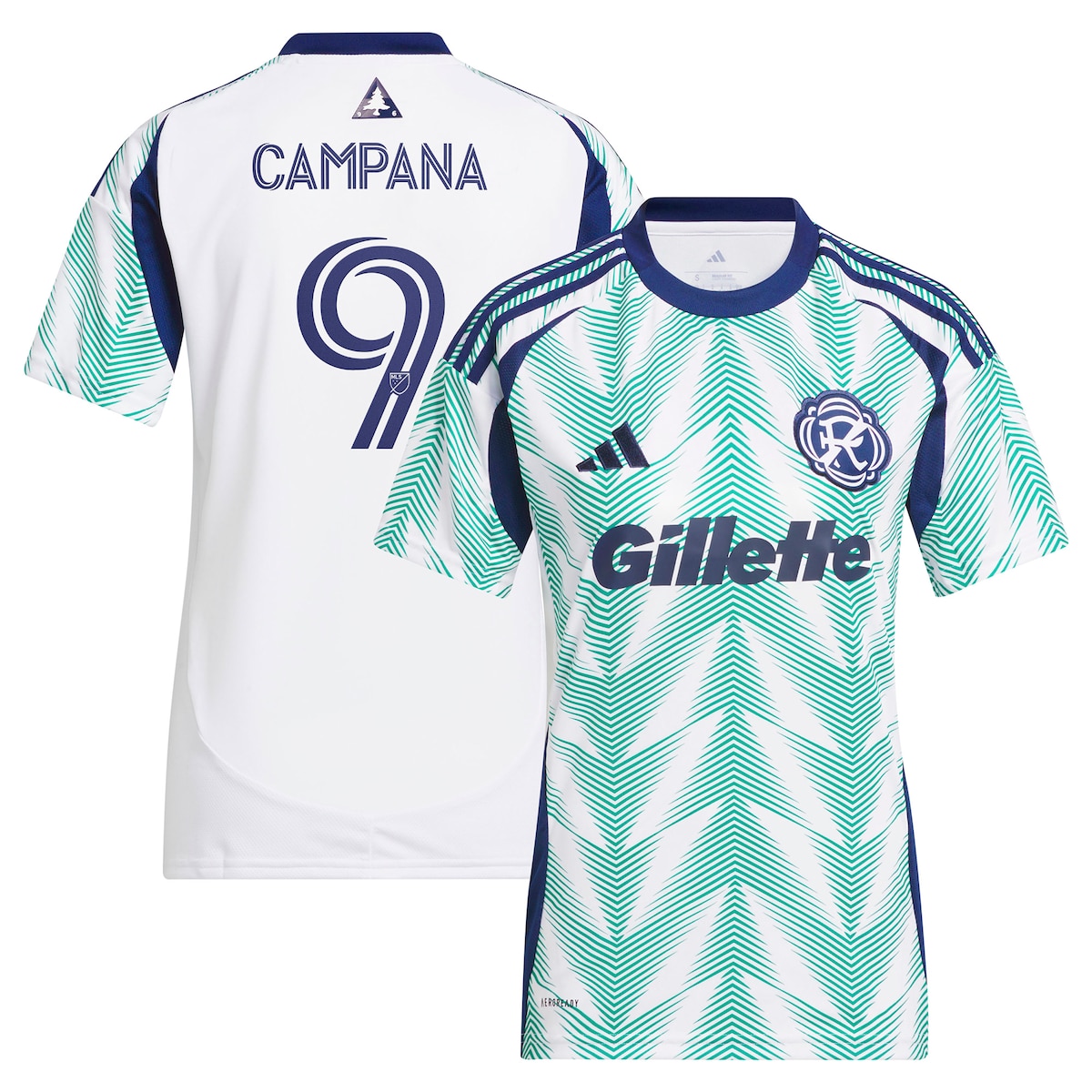 【公式グッズ】MLS レボリューション カンパナ レプリカ ユニフォーム Adidas/アディダス レディース ホワイト (2025 Women's MLS Replica Player Jersey)