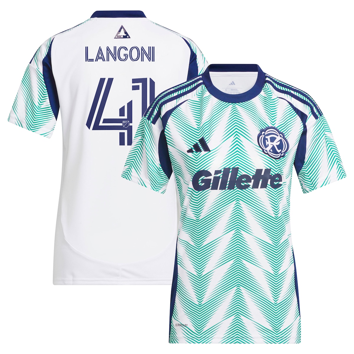 【公式グッズ】MLS レボリューション ルカ・ランゴニ レプリカ ユニフォーム Adidas/アディダス レディース ホワイト (2025 Women's MLS Replica Player Jersey)
