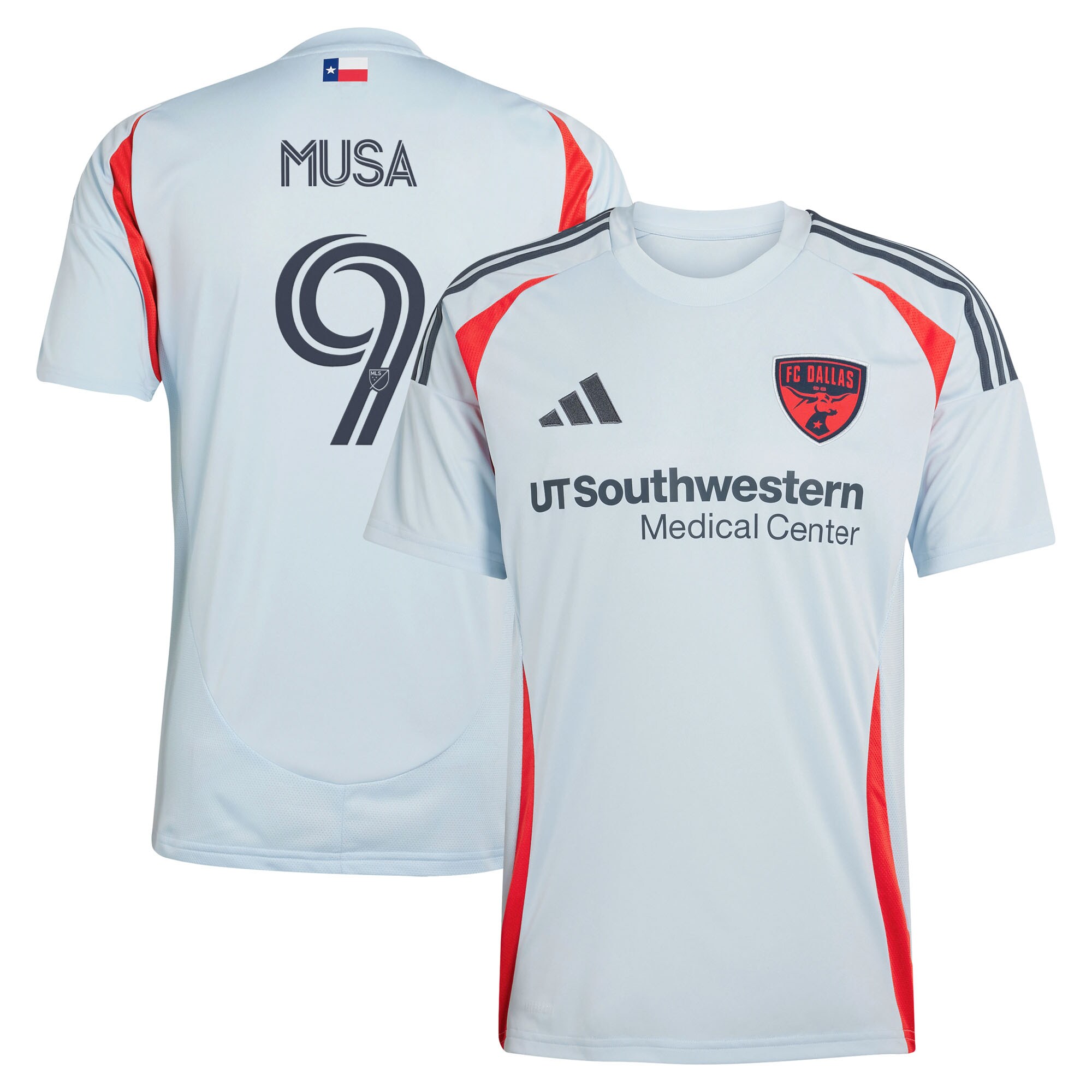 【公式グッズ】MLS FCダラス ペター・ムサ レプリカ ユニフォーム Adidas/アディダス メンズ ライトブルー (2025 Men's MLS Replica Player Jersey)