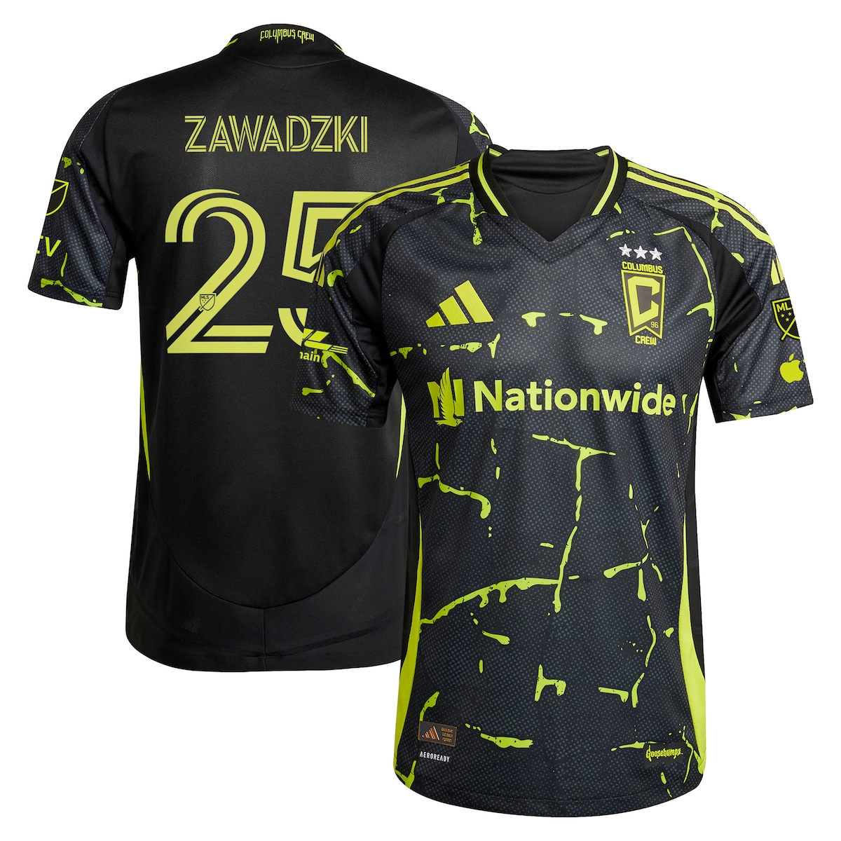 【公式グッズ】MLS コロンバス・クルー ショーン・ザワツキ オーセンティック ユニフォーム Adidas/アディダス メンズ ブラック (2025 Men's MLS Authentic Player Jersey)
