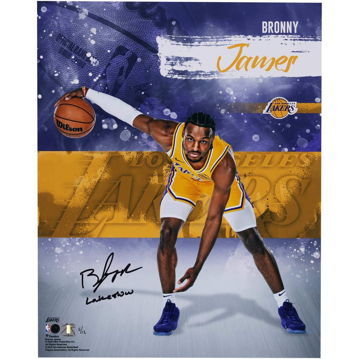【公式シリアル番号付】NBA レイカーズ ブロニー・ジェームズ 直筆サイン フォト （16x20） Fanatics Authentic/ファナティクスオーセンティック (AUT 16x20 PHOTO 45489)