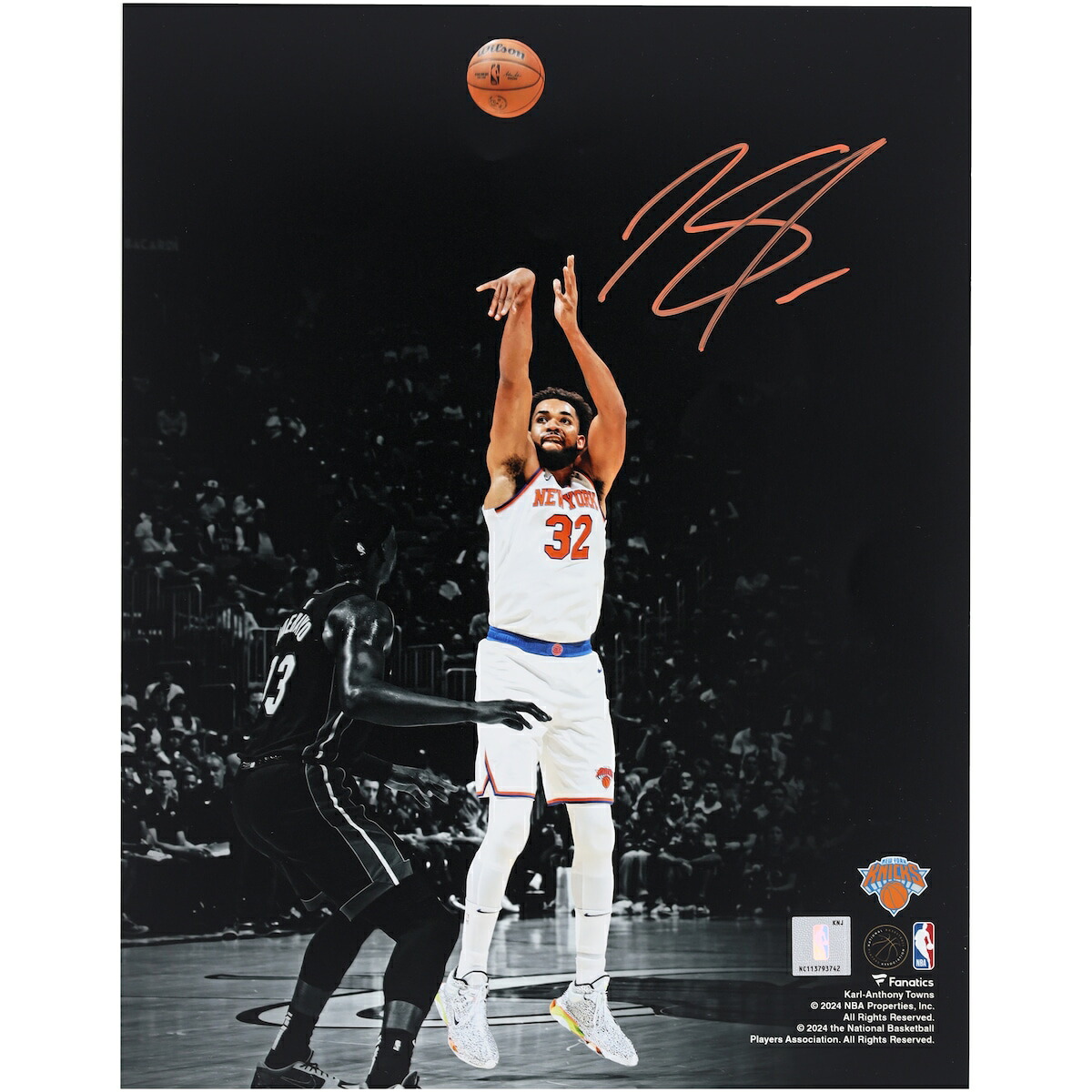 【公式シリアル番号付】NBA ニックス カール＝アンソニー・タウンズ 直筆サイン フォト （11x14） Fanatics Authentic/ファナティクスオーセンティック (AUT 11x14 PHOTO 45629)