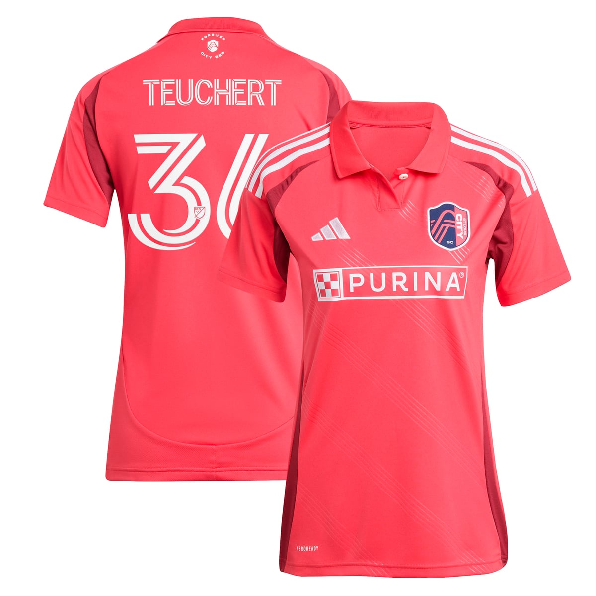 【公式グッズ】MLS セントルイス・シティSC セドリック・トイヒャート レプリカ ユニフォーム Adidas/アディダス レディース レッド (2025 Women's MLS Replica Player Jersey)｜Fanatics公式ストア 店