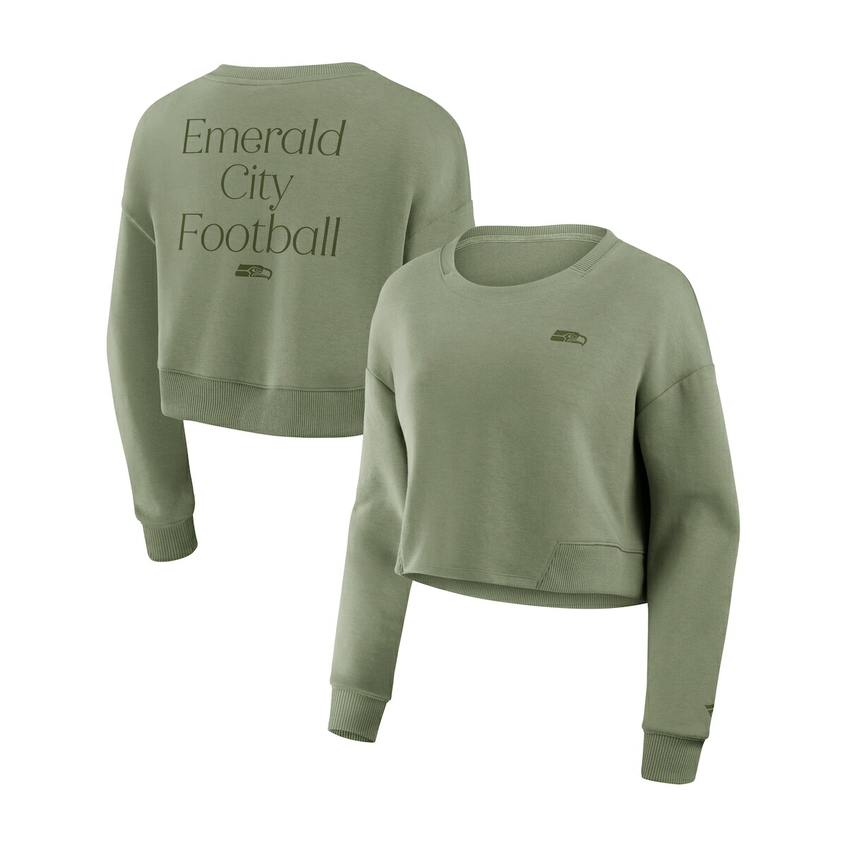 【公式グッズ】NFL シーホークス トレーナー Fanatics/ファナティクス レディース オリーブ (Studio Women's Signature Cotton Fleece Crew)
