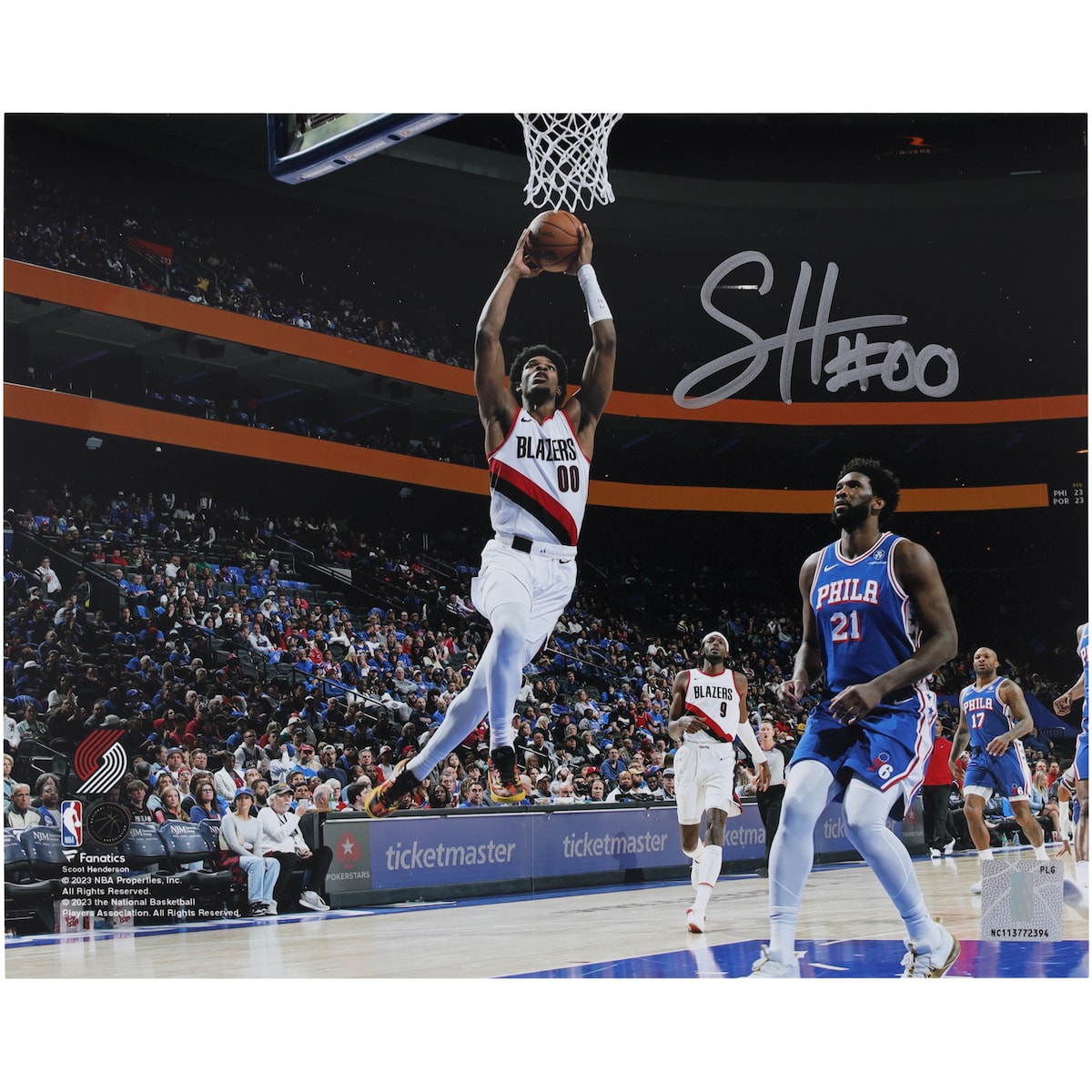 【公式シリアル番号付】NBA トレイルブレイザーズ スクート・ヘンダーソン 直筆サイン フォト （8x10） Fanatics Authentic/ファナティクスオーセンティック (AUT 08x10 PHOTO 45244)