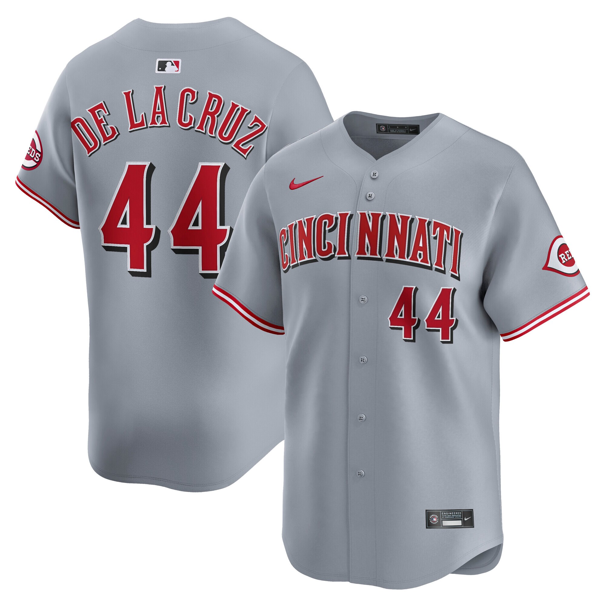 【公式グッズ】MLB レッズ エリー・デ・ラ・クルス ロード リミテッド ユニフォーム Nike/ナイキ メンズ グレイ (2025 Nike Men's Ltd Players Jerseys - FTF NTP Master Style)
