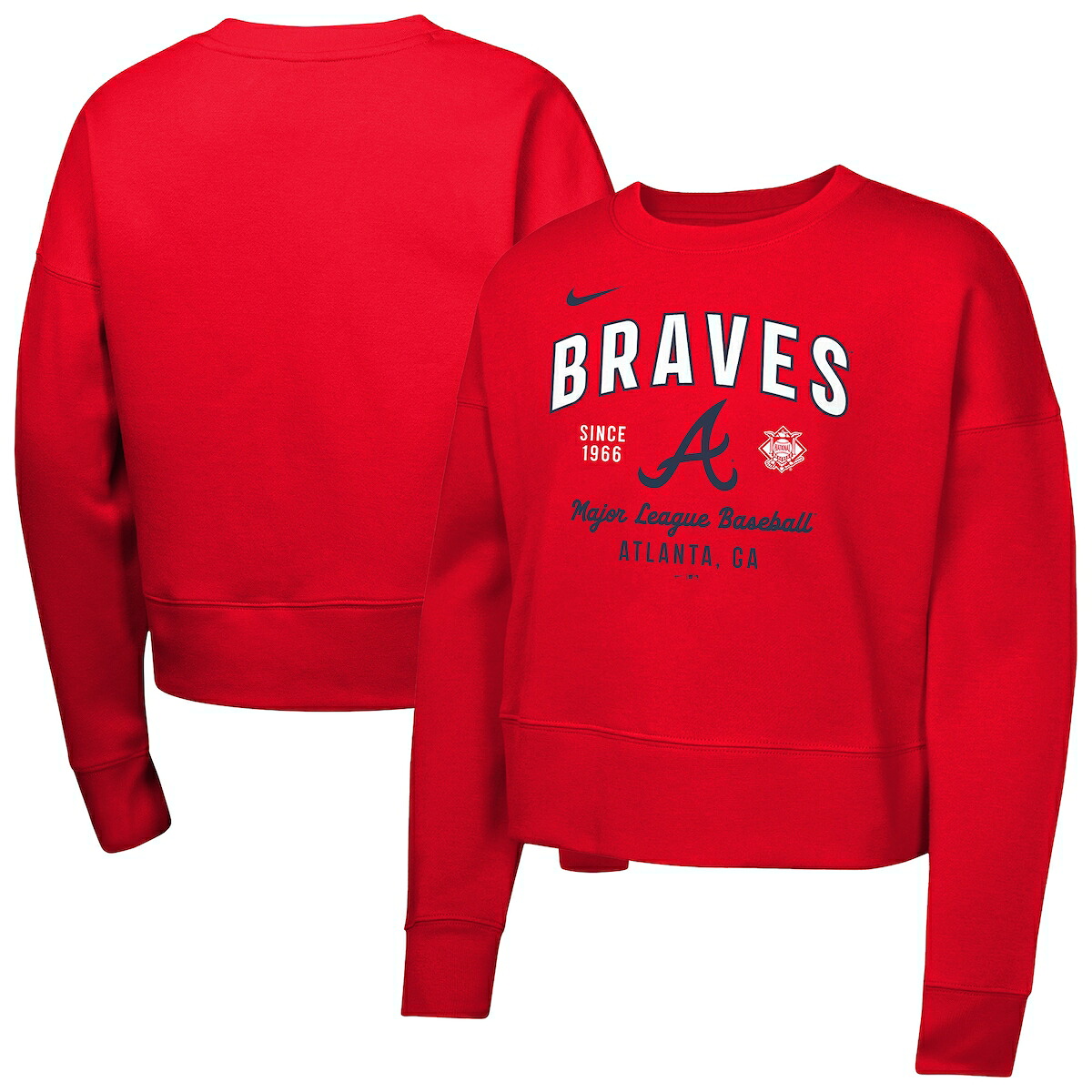 【公式グッズ】MLB ブレーブス フリース トレーナー Nike/ナイキ キッズサイズ レッド (YTH NK GIRLS CREWNECK FLEECE)|Fanatics公式ストア 店