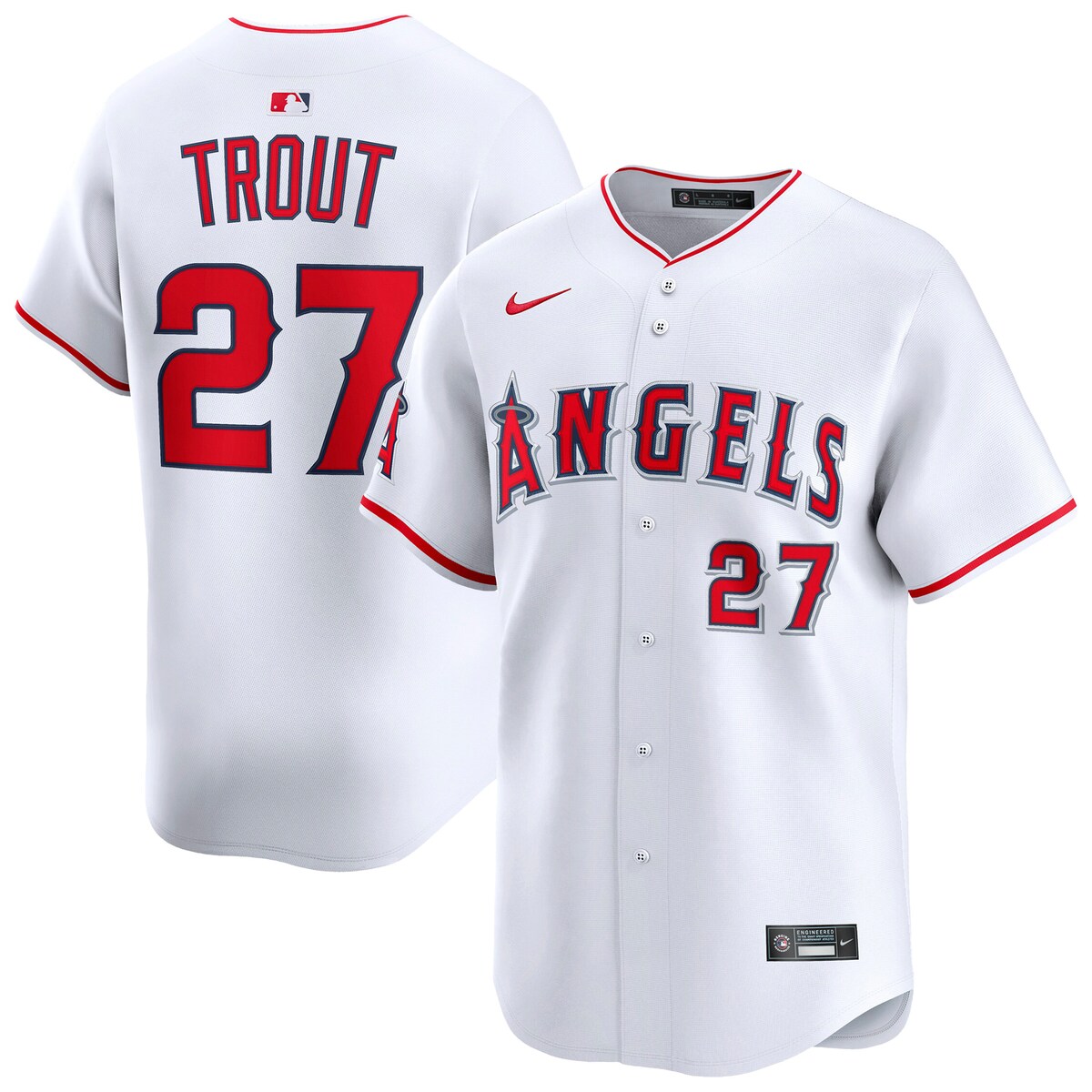 【公式グッズ】MLB エンゼルス マイク・トラウト ホーム リミテッド ユニフォーム Nike/ナイキ メンズ ホワイト (2025 Nike Men's Ltd Players Jerseys - FTF NTP Master Style)