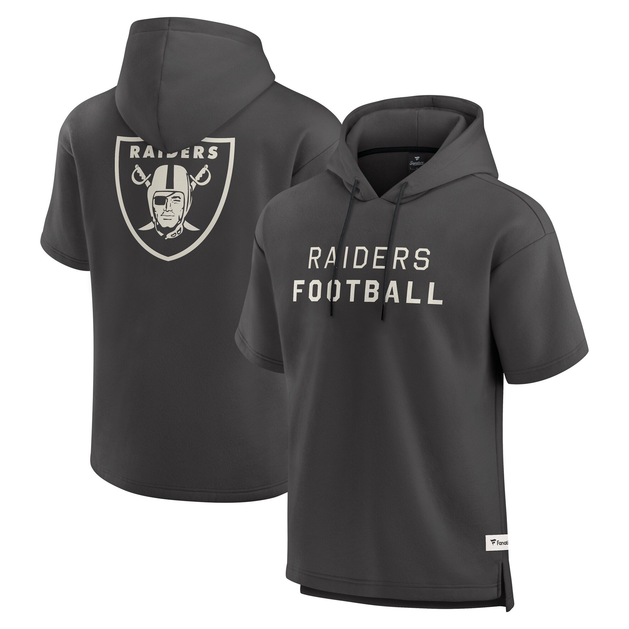 【公式グッズ】NFL レイダース 半袖 パーカー Fanatics/ファナティクス メンズ チャコール (25 MENS Elements FUTURE GROUND LETTERING Signature SS HOOD)