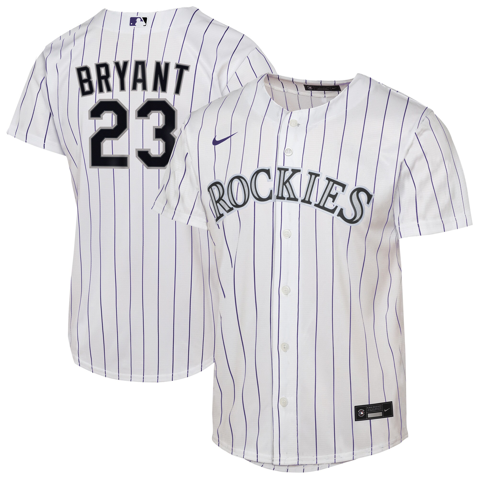 【公式グッズ】MLB ロッキーズ クリス・ブライアント ホーム ユニフォーム （レプリカ） Nike/ナイキ キッズサイズ ホワイト (2025 Nike Youth Replica 2.0 Player Jerseys - FTF NTP Master Style)