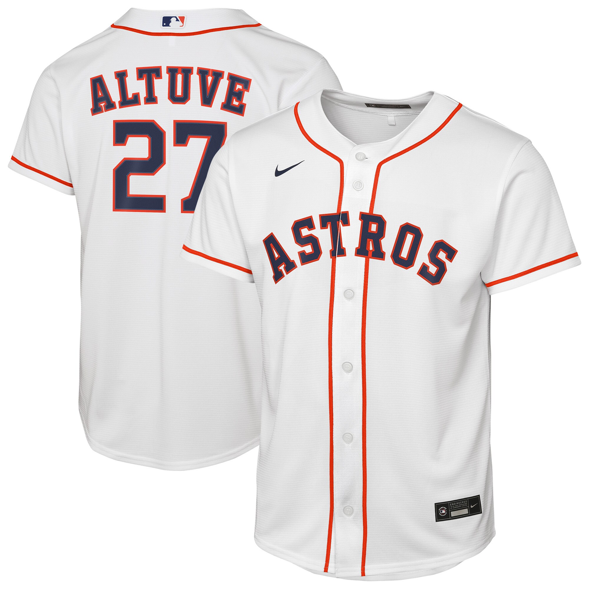 【公式グッズ】MLB アストロズ ホセ・アルトゥーベ ホーム ユニフォーム (レプリカ) Nike/ナイキ キッズサイズ ホワイト (2025 Nike Youth Replica 2.0 Player Jerseys - FTF NTP Master Style)|Fanatics公式ストア 店