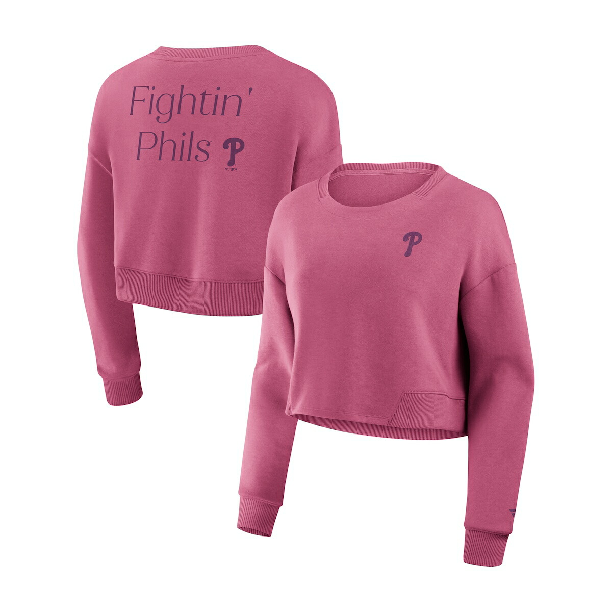【公式グッズ】MLB フィリーズ トレーナー Fanatics/ファナティクス レディース ピンク (Studio Women's Fleece Crew)