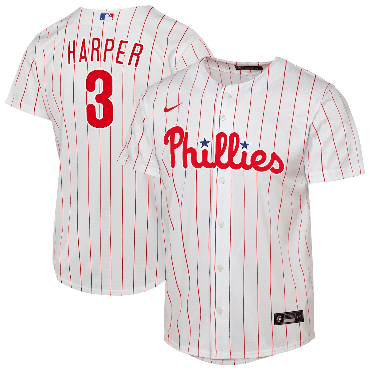 【公式グッズ】MLB フィリーズ ブライス・ハーパー ホーム ユニフォーム (レプリカ) Nike/ナイキ キッズサイズ ホワイト (2025 Nike Youth Replica 2.0 Player Jerseys - FTF NTP Master Style)|Fanatics公式ストア 店