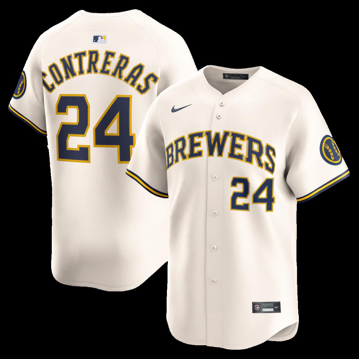 【公式グッズ】MLB ブルワーズ ウィリアム・コントレラス オルタネイト リミテッド ユニフォーム Nike/ナイキ メンズ クリーム (2025 Nike Men's Ltd Players Jerseys - FTF NTP Master Style)｜Fanatics公式ストア 店