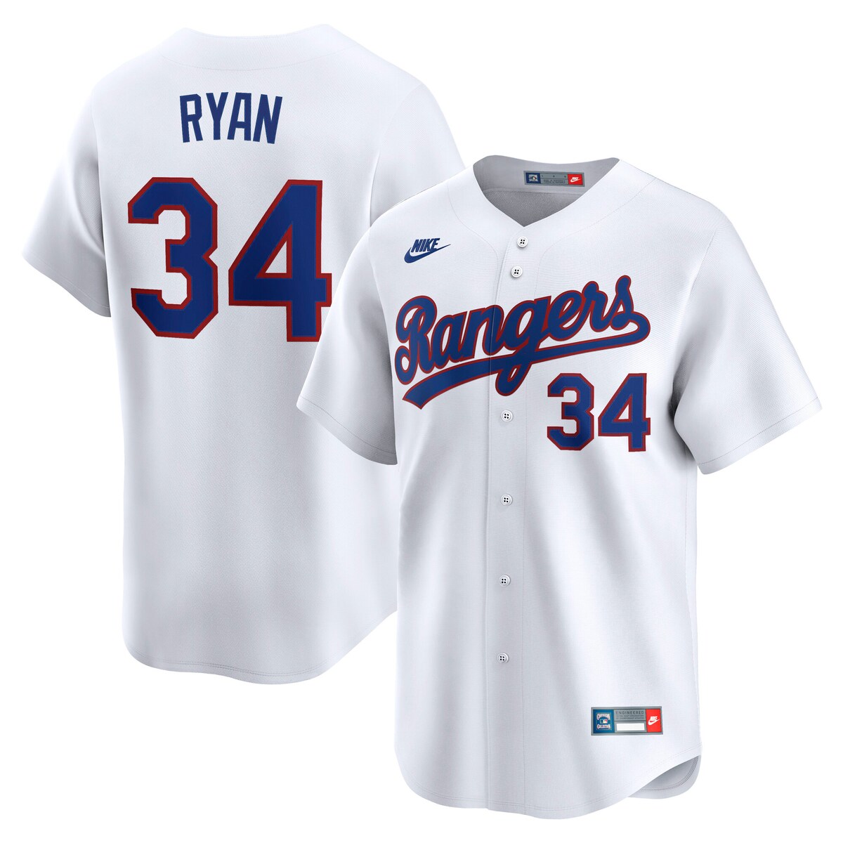 【公式グッズ】MLB レンジャーズ ノーラン・ライアン クーパーズタウンコレクション リミテッド ユニフォーム Nike/ナイキ メンズ ホワイト (SP25 Nike Mens Cooperstown Player Jersey - Sizes Revised Predeadline Rd1)