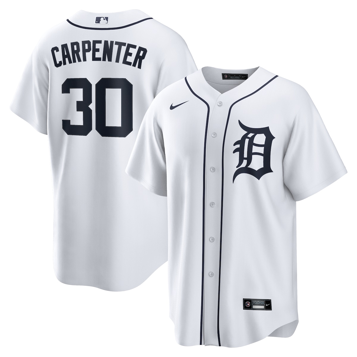 【公式グッズ】MLB タイガース ケリー・カーペンター ホーム ユニフォーム （レプリカ） Nike/ナイキ メンズ ホワイト (Men's Nike 1.0 Replica Player Jersey)