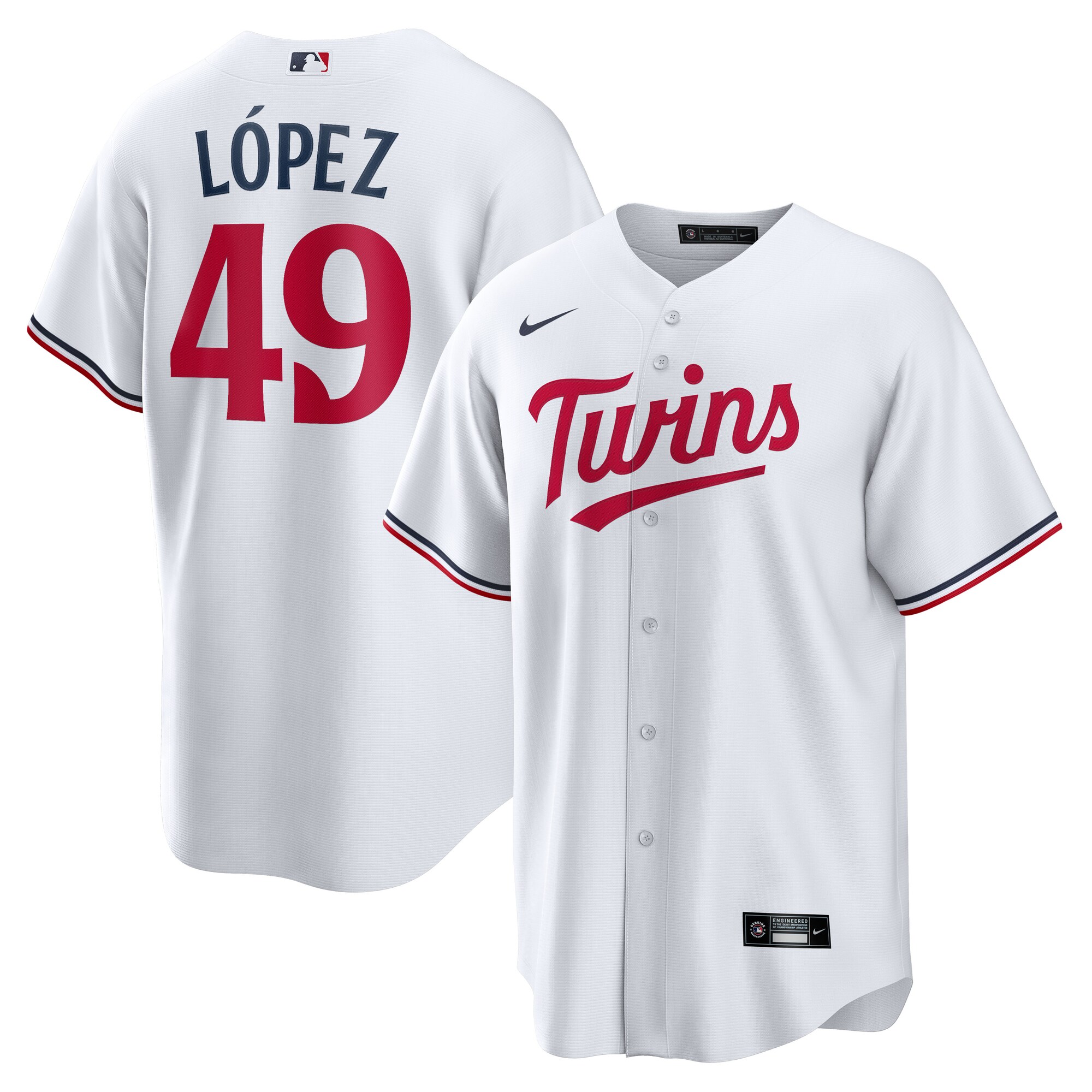 【公式グッズ】MLB ツインズ パブロ・ロペス ホーム ユニフォーム （レプリカ） Nike/ナイキ メンズ ホワイト (Men's Nike Official Replica Special Characters Jersey - MTO)｜Fanatics公式ストア 店