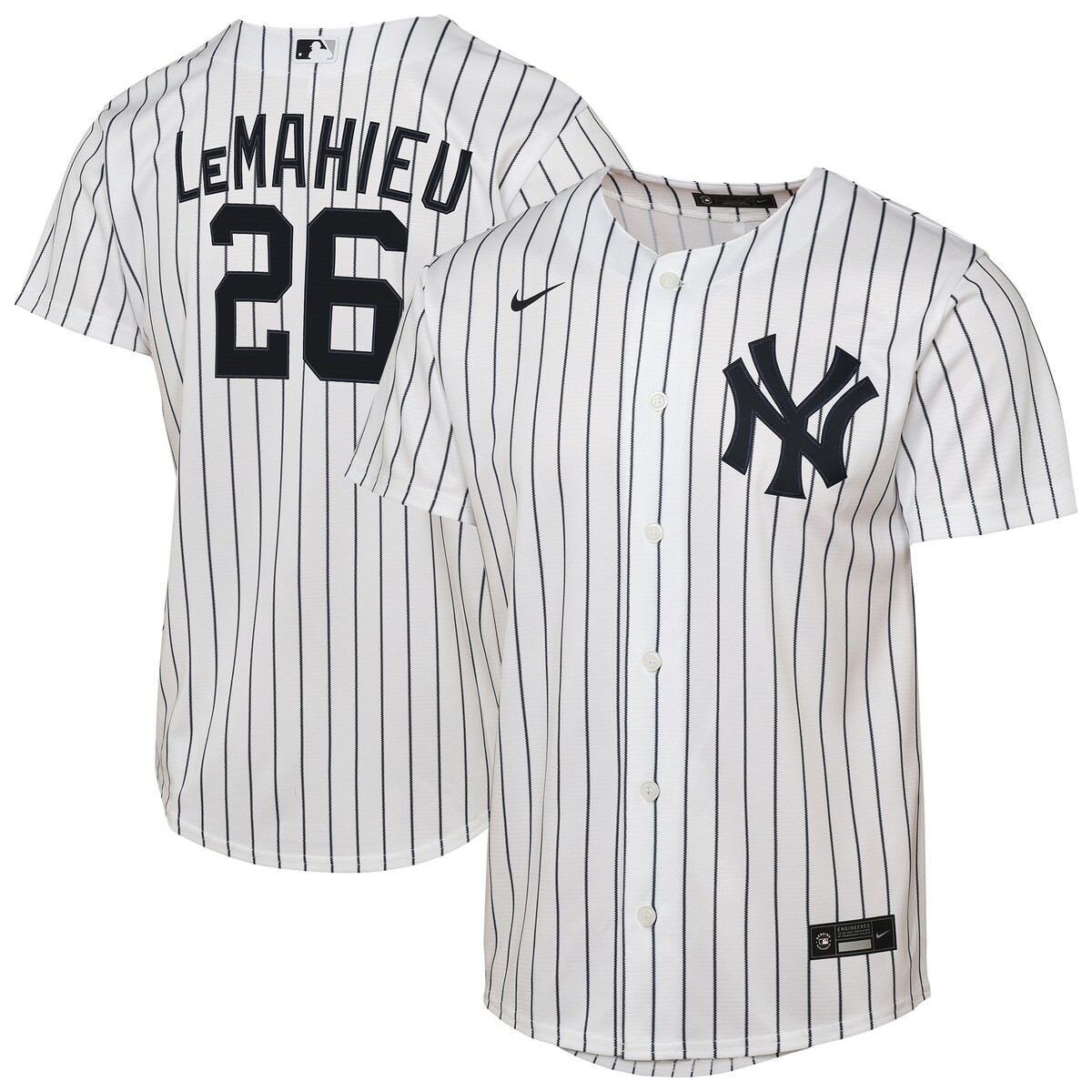 【公式グッズ】MLB ヤンキース D.J.ルメイヒュー ホーム ユニフォーム （レプリカ） Nike/ナイキ キッズサイズ ホワイト (2025 Nike Youth Replica 2.0 Player Jerseys - FTF NTP Master Style)