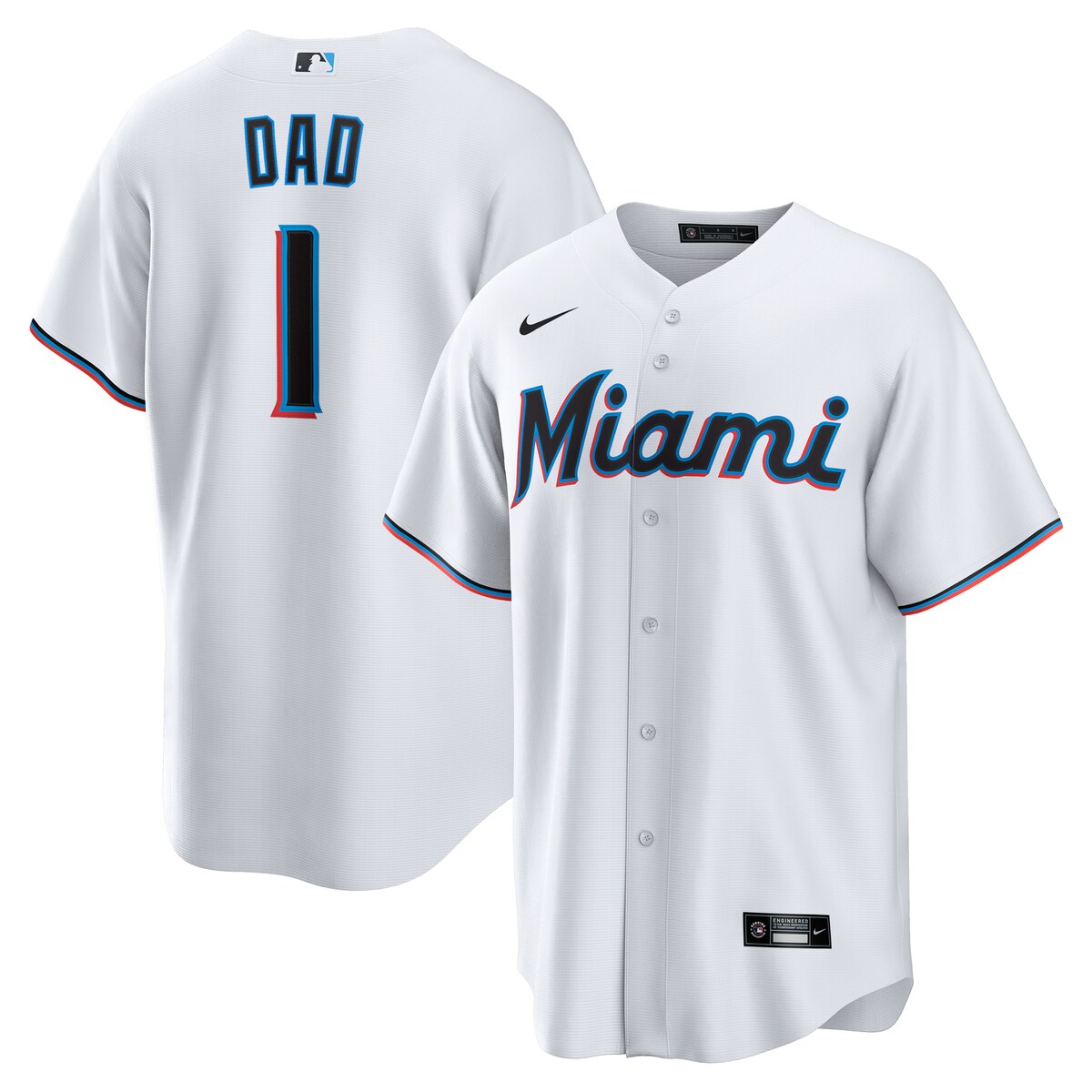 【公式グッズ】MLB マーリンズ ホーム ユニフォーム （レプリカ） Nike/ナイキ メンズ ホワイト (Nike Men's Replica Jersey Home Personalized)