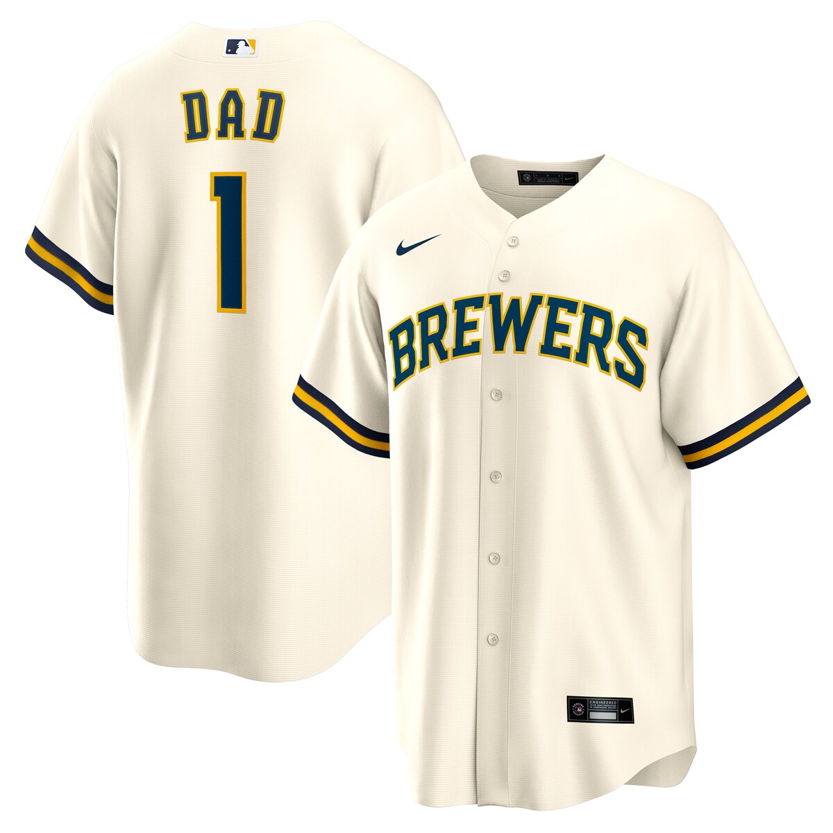 【公式グッズ】MLB ブルワーズ ホーム ユニフォーム （レプリカ） Nike/ナイキ メンズ ホワイト (Nike Men's Replica Jersey Home Personalized)