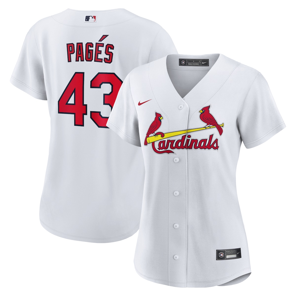 【公式グッズ】MLB カージナルス ペドロ・パヘス ホーム ユニフォーム （レプリカ） Nike/ナイキ レディース ホワイト (Women's Nike 1.0 Replica Player Jersey)