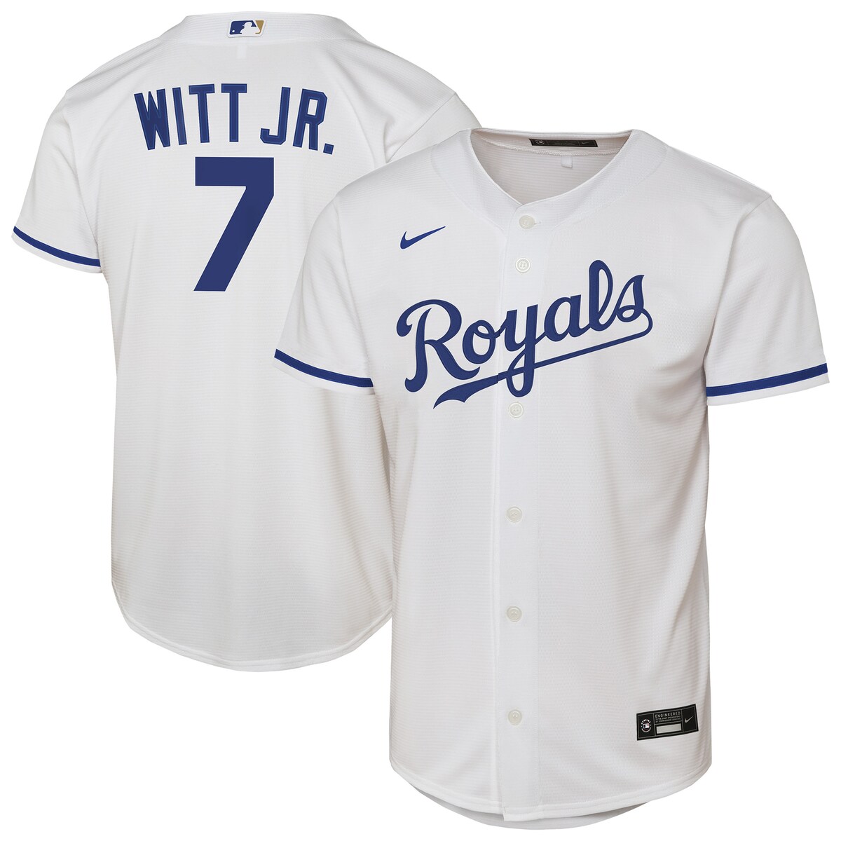 【公式グッズ】MLB ロイヤルズ ボビー・ウィット・Jr ホーム ユニフォーム (レプリカ) Nike/ナイキ キッズサイズ ホワイト (2025 Nike Youth Replica 2.0 Player Jerseys - FTF NTP Master Style)|Fanatics公式ストア 店