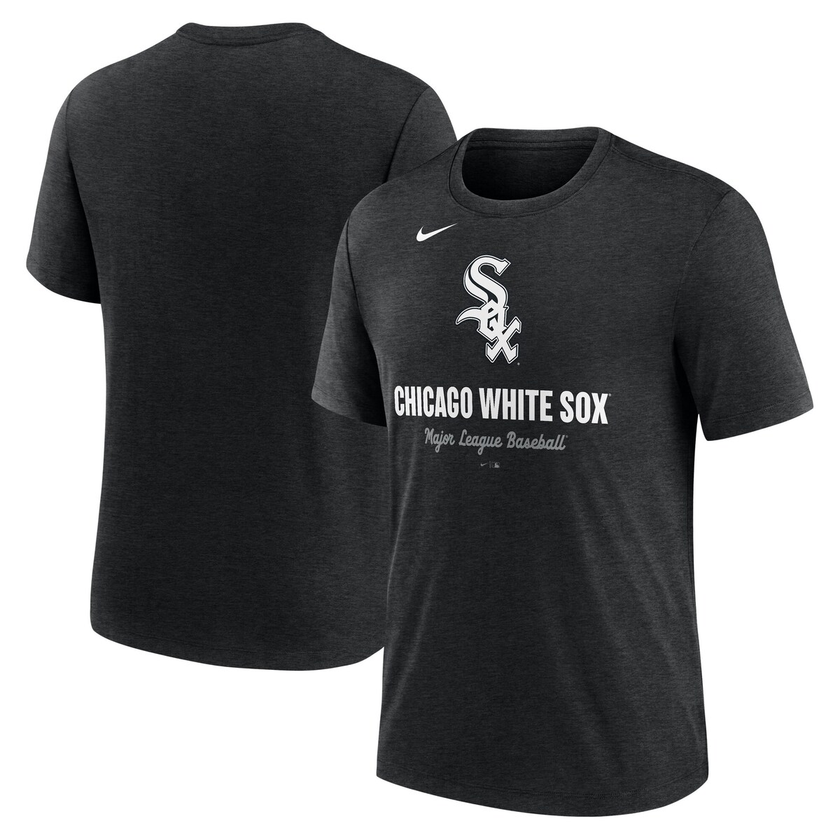 【公式グッズ】MLB ホワイトソックス Tシャツ Nike/ナイキ メンズ ヘザーブラック (Men's Nike MLB Logo Triblend Tee)｜Fanatics公式ストア 店