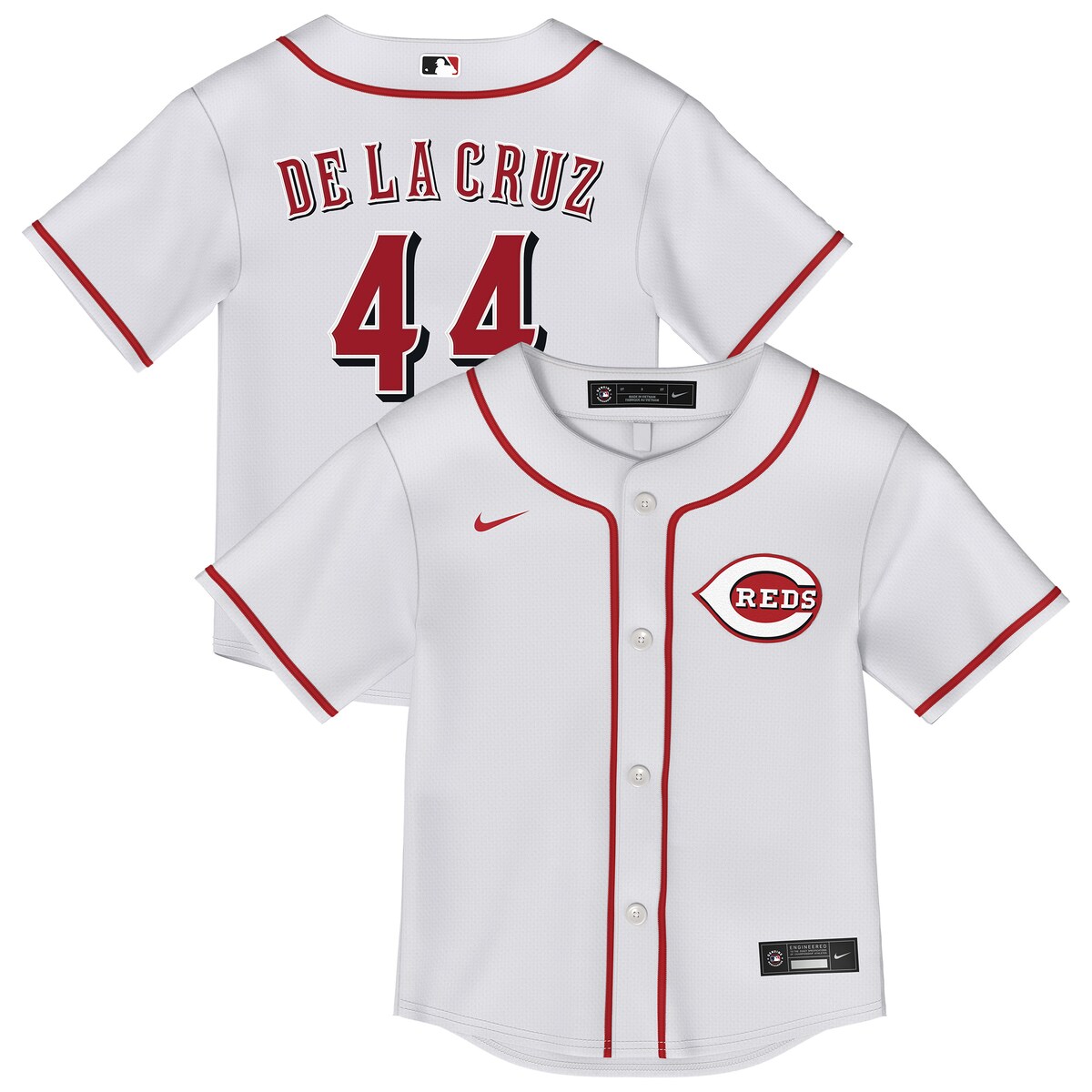 【公式グッズ】MLB レッズ エリー・デ・ラ・クルス レプリカ ユニフォーム Nike/ナイキ トドラー・幼児サイズ ホワイト (2025 Toddler Replica 2.0 Player Jersey)